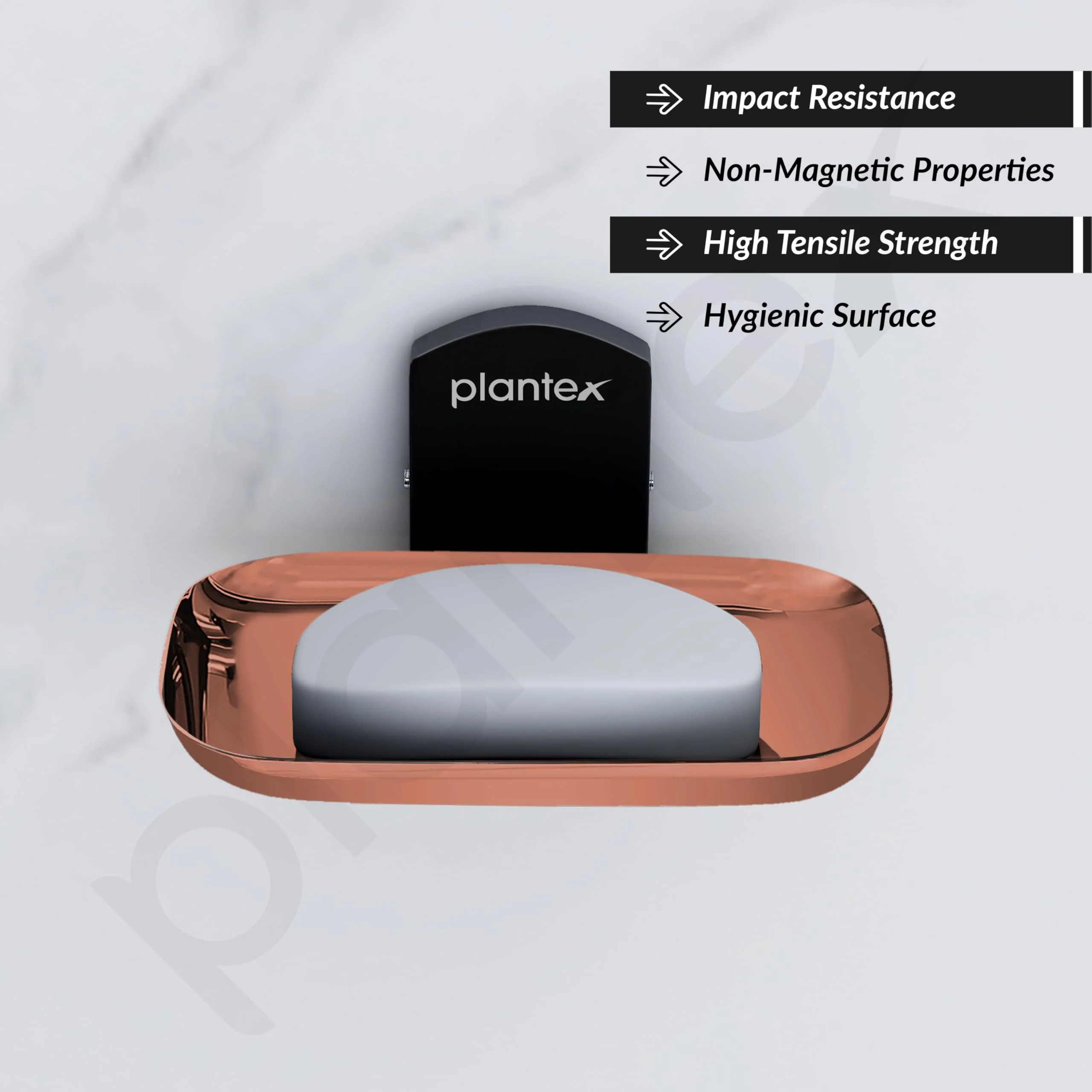 Plantex 304 Grade Stainless Steel soap Dish for Bathroom/Soap Stand for Bathroom/Soap Dish/Bathroom Accessories - Parv (Rose Gold & Black) - Image 2