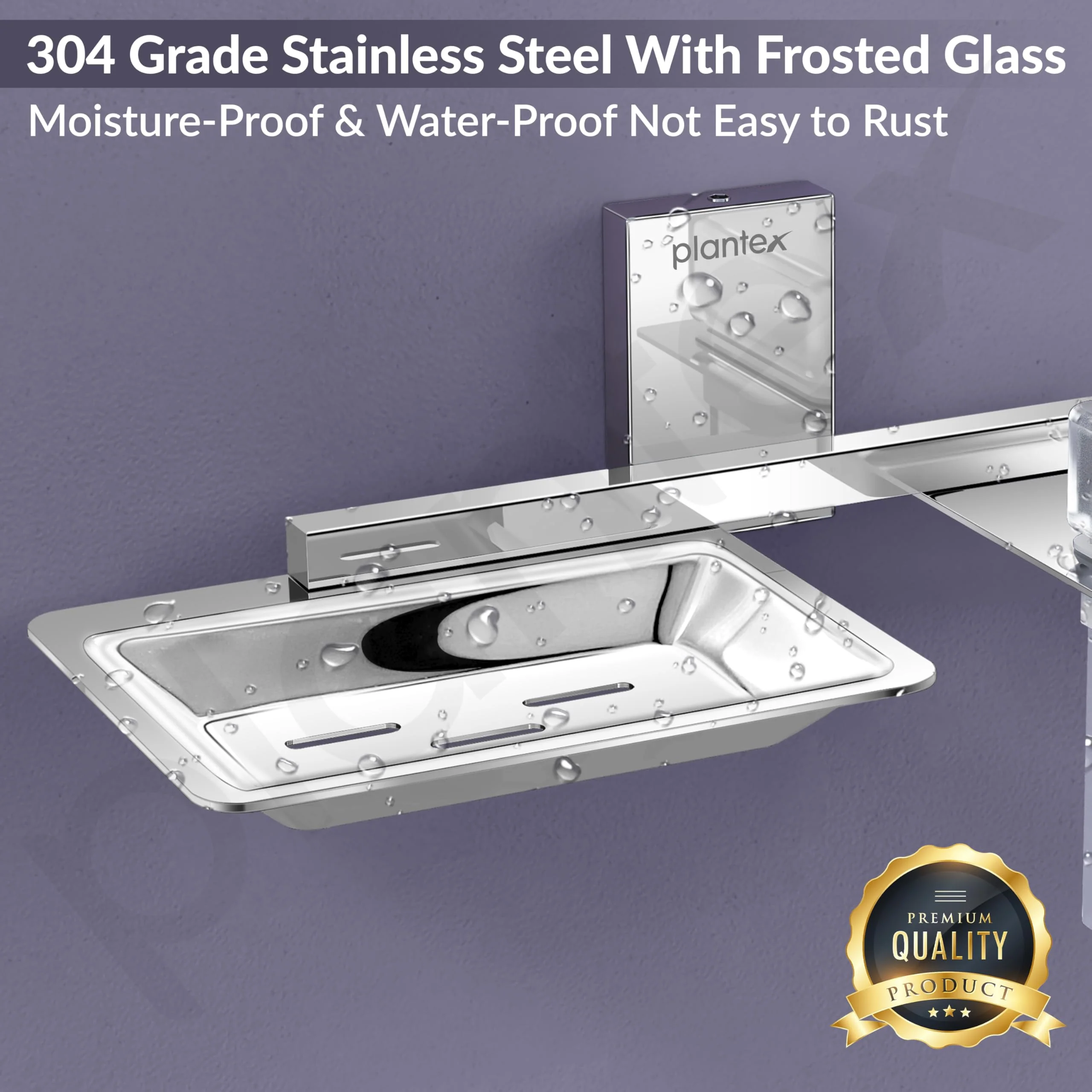 Plantex 304 Grade Stainless Steel Soap Dish with Liquid Soap Dispenser/Holder for Bathroom & Lavatory/Bathroom Accessories (Chrome) - Image 4