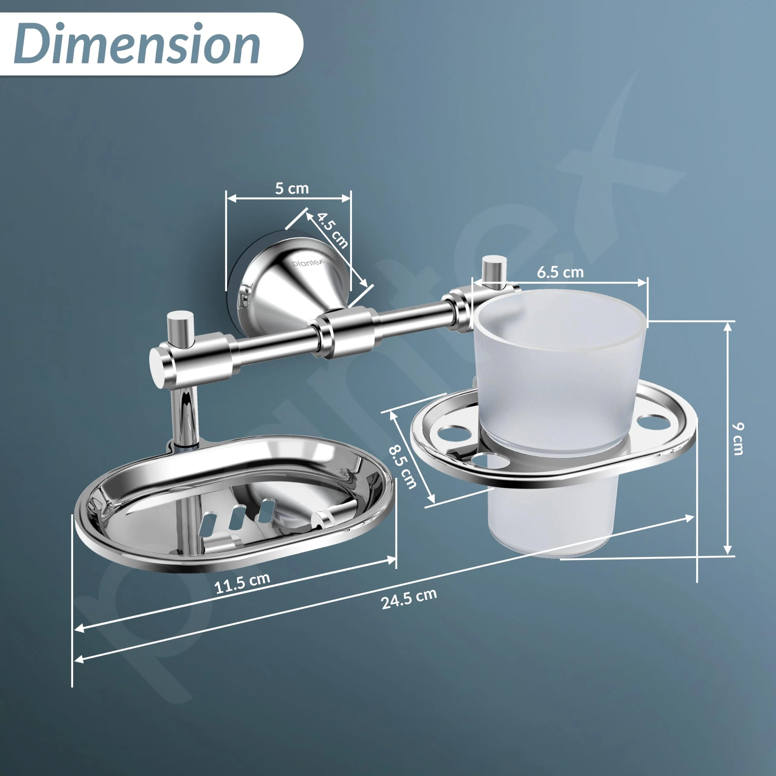 Plantex 304 Grade Stainless Steel Soap Dish with Tumbler Holder/2in1 Soap Dish with Toothbrush Holder/Soap Stand/Case/Bathroom Accessories - Pack of 1 (Niko, Chrome) - Image 4