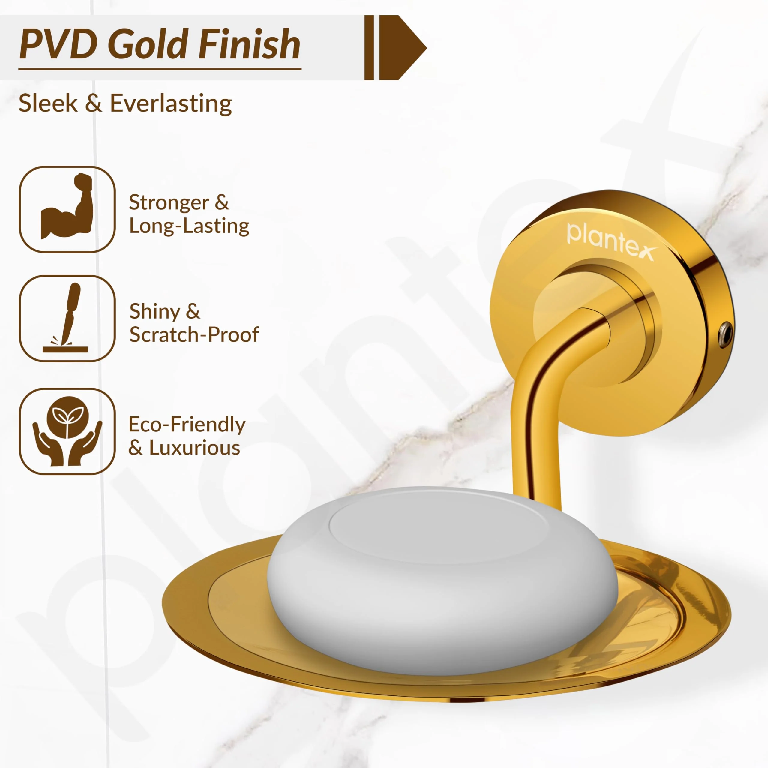 Plantex 304 Grade Stainless Steel Soap Holder for Bathroom Wall - Soap Stand/Dish/Accessories - Daizy (Golden) - Image 4