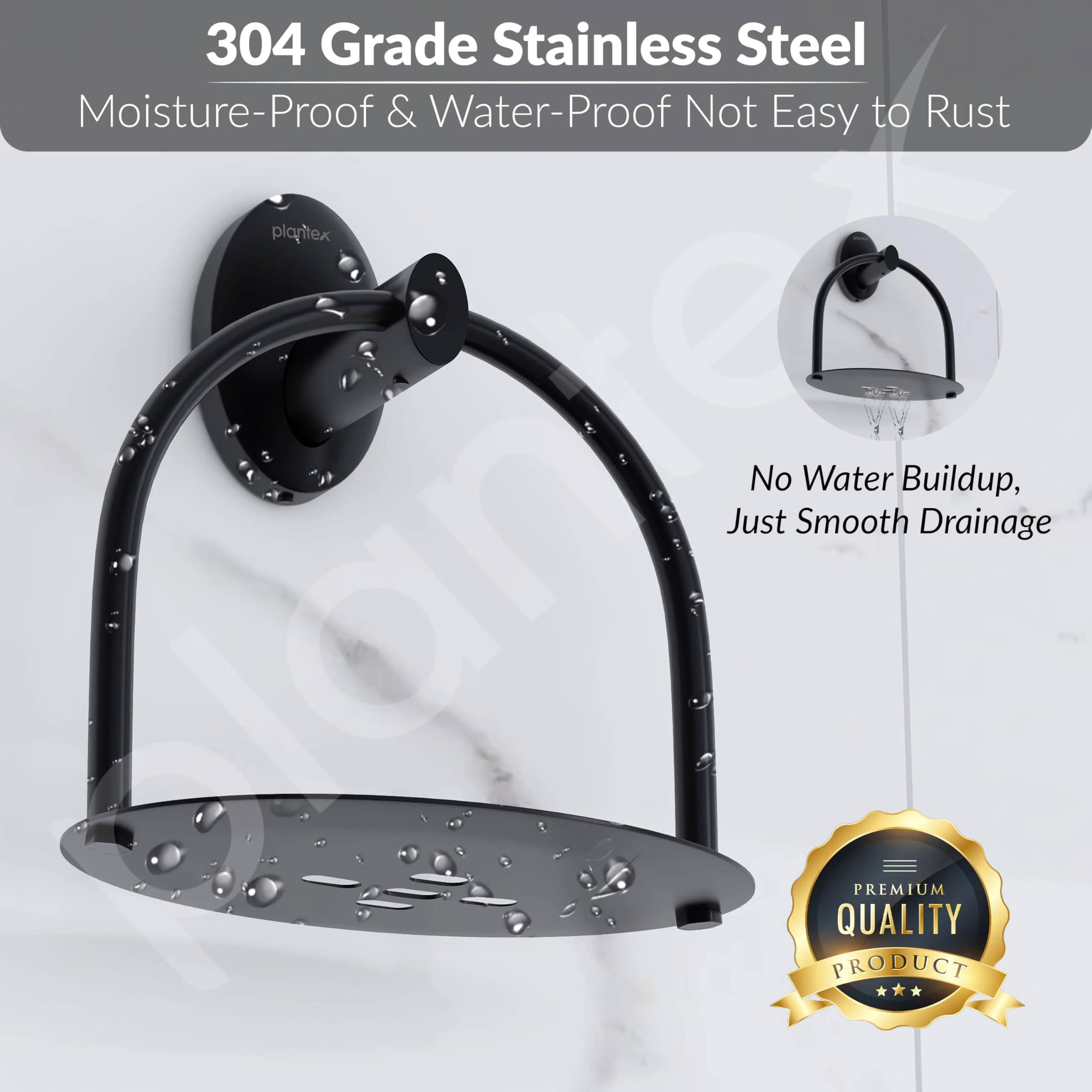 Plantex 304 Grade Stainless Steel Soap Holder/Soap Dish/Soap Stand for Bathroom and Wash Basin/Bathroom Accessories - Oreva (Black) - Image 4