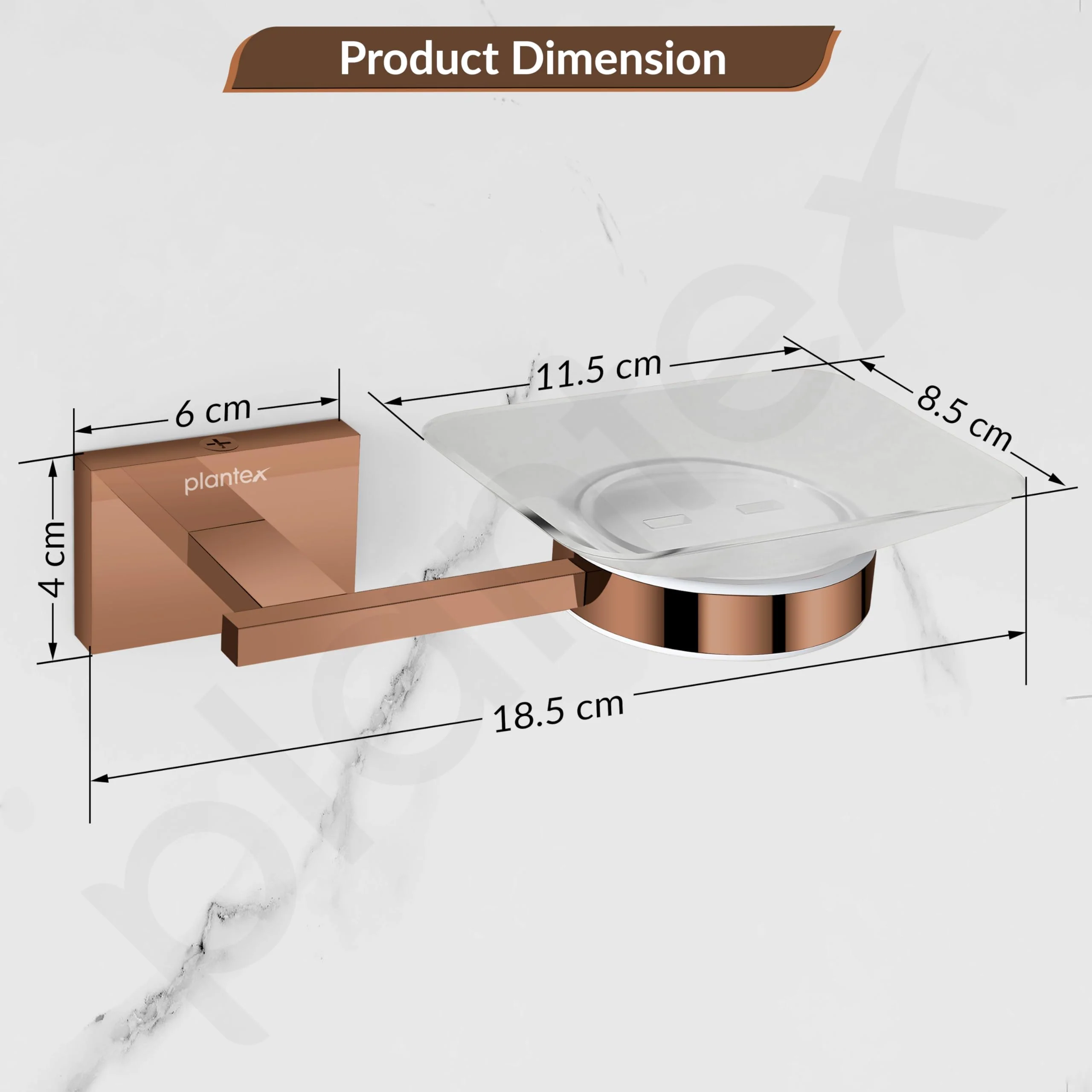 Plantex 304 Grade Stainless Steel Square Shape Wall Mounted Soap Holder/Soap Stand/Soap Case/Bathroom Accessories - Benz (Rose Gold) - Image 4