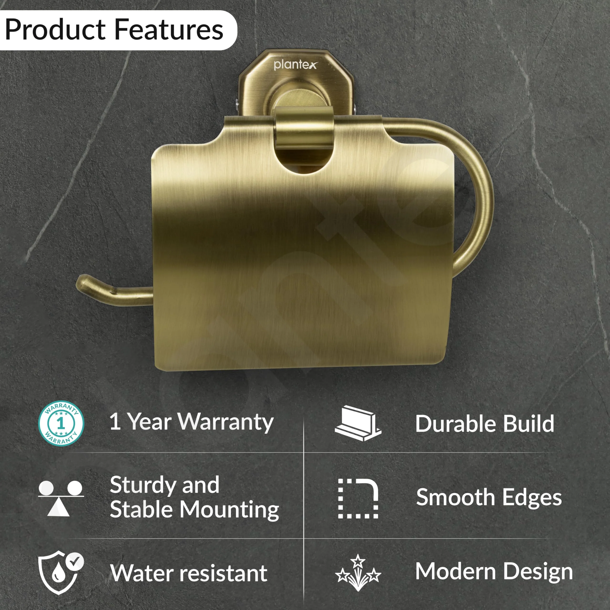 Plantex 304 Grade Stainless Steel Toilet Paper Holder for Bathroom/Toilet Paper Roll Stand/Tissue Holder/Bathroom Accessories - Nipron (Brass Antique) - Image 2