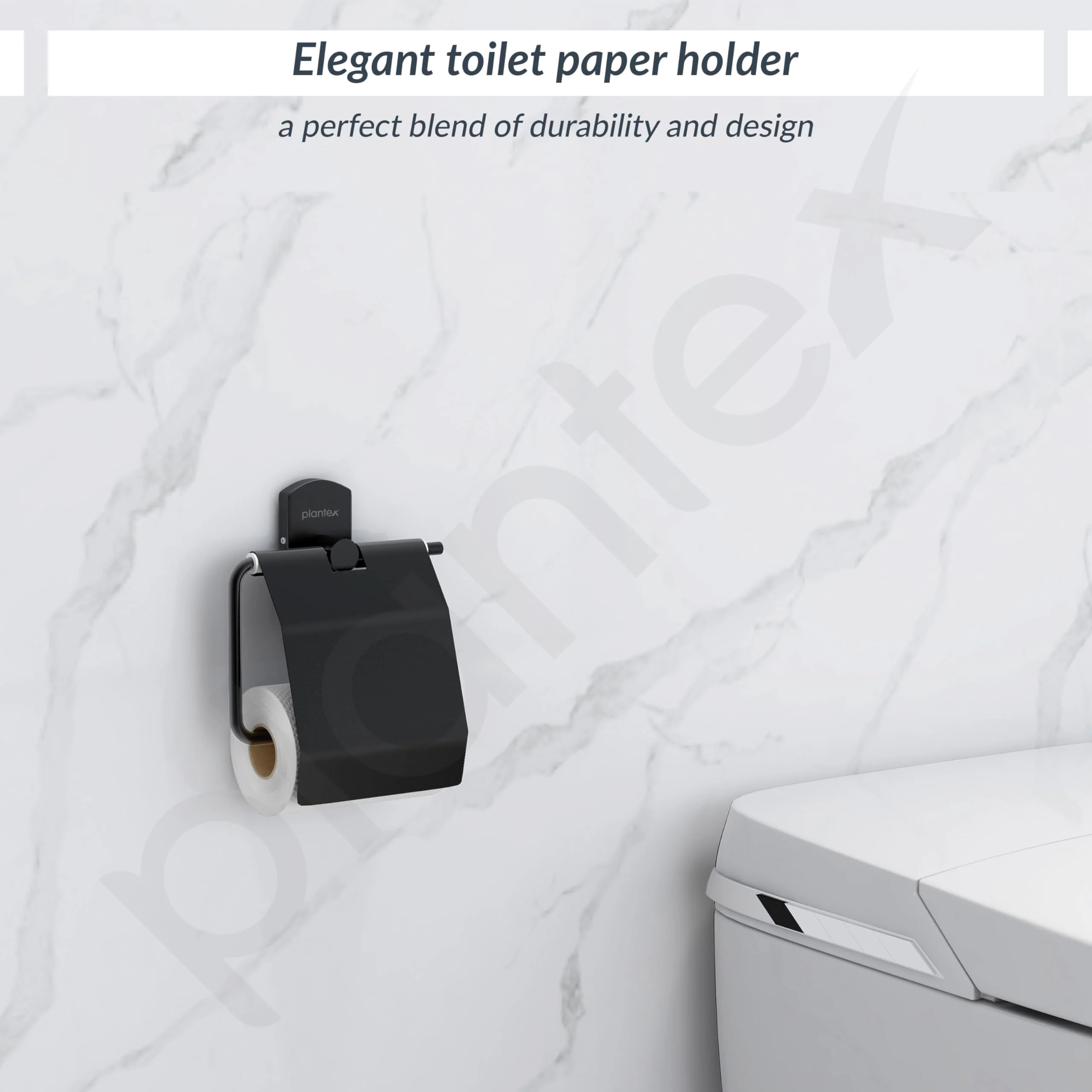 Plantex 304 Grade Stainless Steel Toilet Paper Holder for Washroom/Tissue Paper Roll Holder/Bathroom Accessories - Parv (Black) - Image 7
