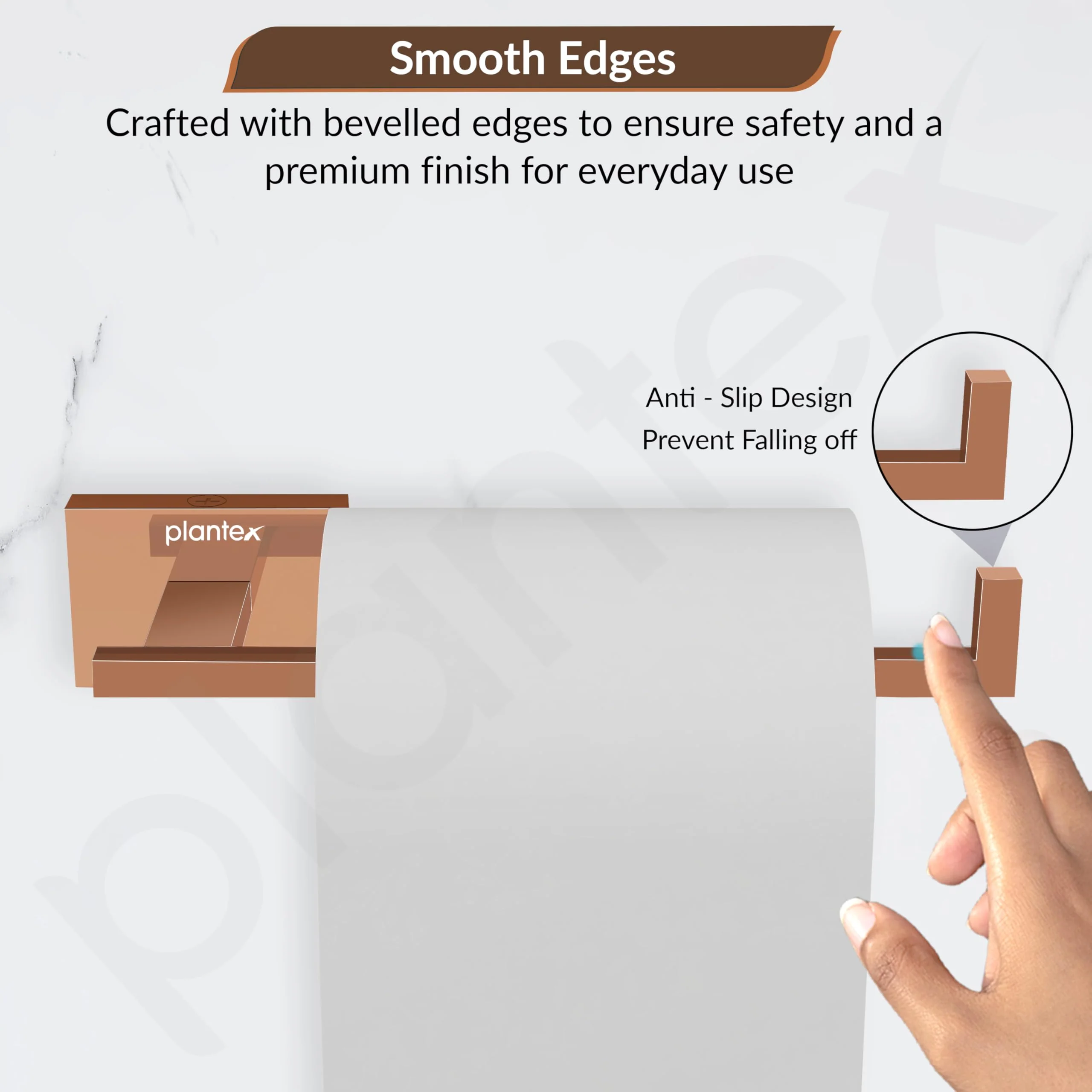 Plantex 304 Grade Stainless Steel Toilet Paper Roll Holder for Washroom/Tissue Paper Stand for Kitchen/Bathroom Accessories - Benz (Rose Gold) - Image 7