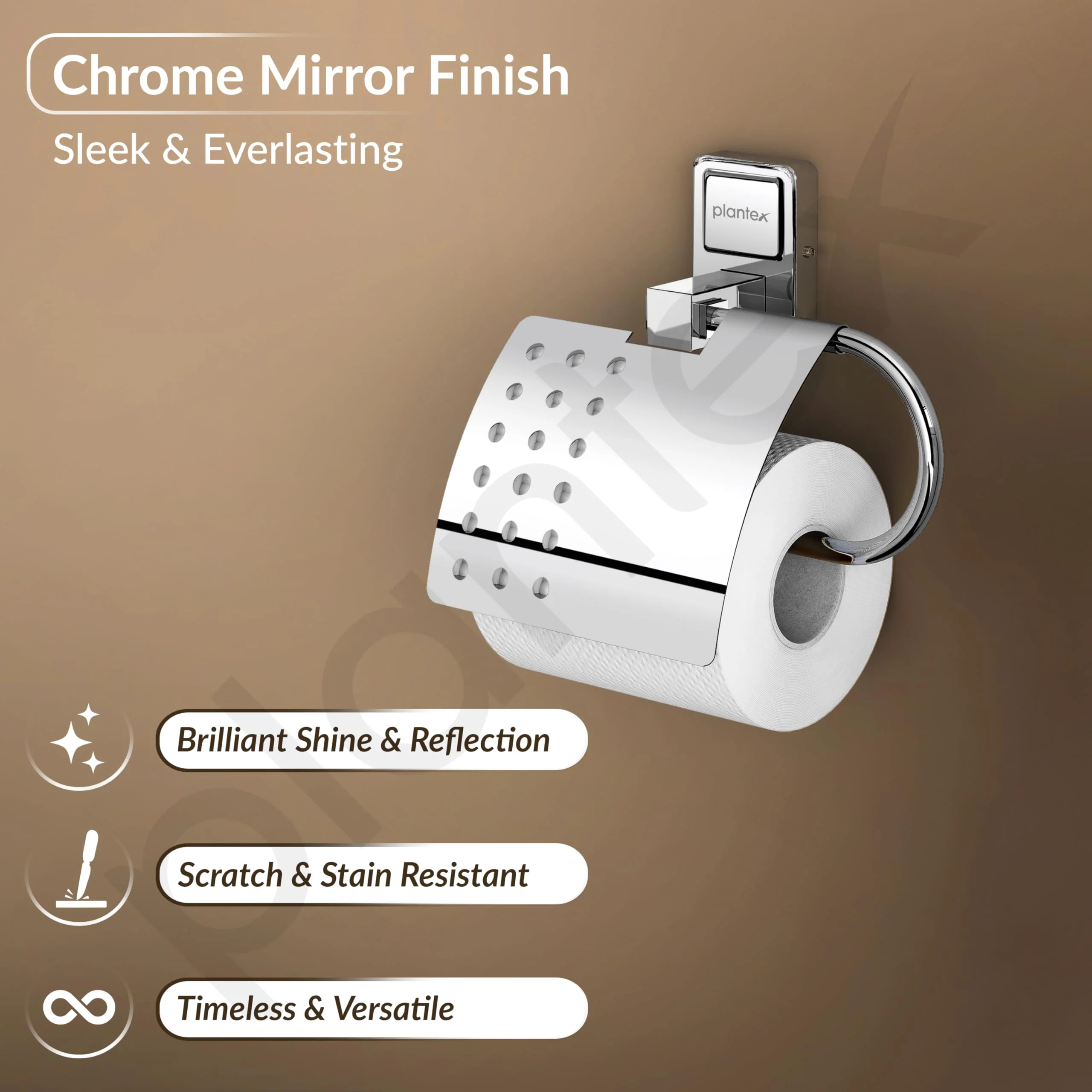 Plantex 304 Grade Stainless Steel Toilet Paper Roll Holder/Tissue Paper/Toilet Paper Holder in Bathroom/Kitchen/Bathroom Accessories Pack of 1, Darcy (Chrome) - Image 3