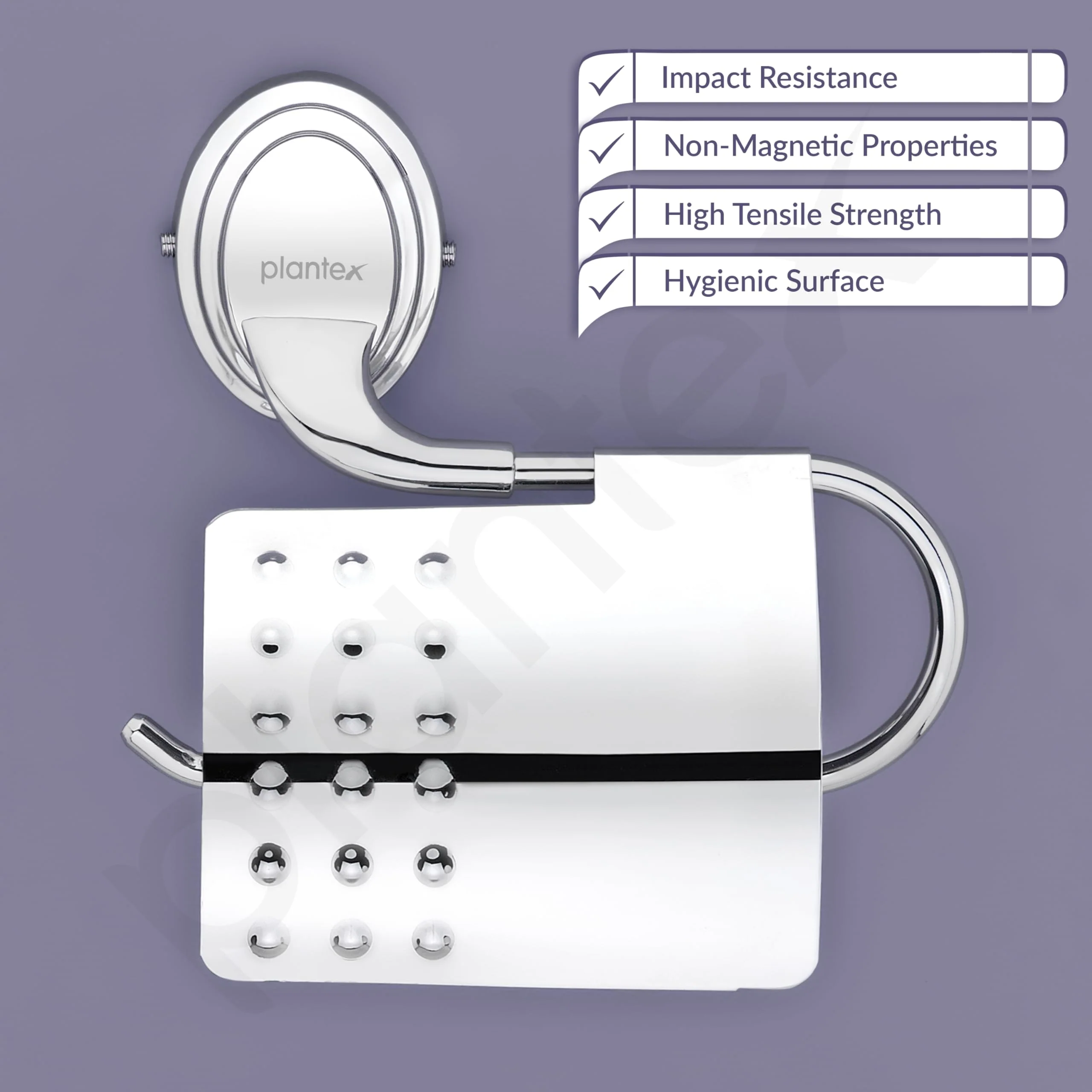 Plantex 304 Grade Stainless Steel Toilet Paper Roll Holder/Toilet Paper Holder in Bathroom/Kitchen/Bathroom Accessories Pack of 1, Cubic (Chrome) - Image 3