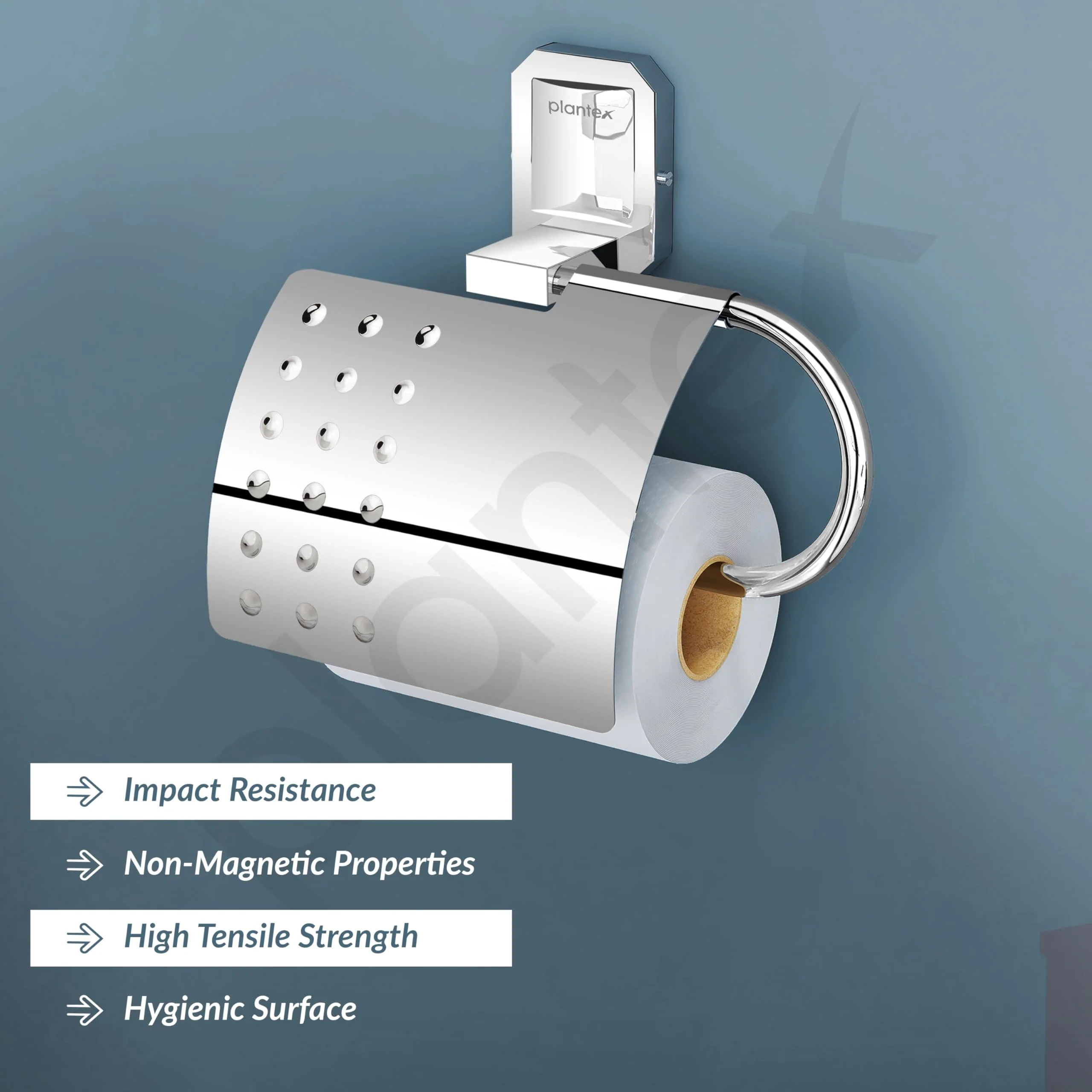 Plantex 304 Grade Stainless Steel Toilet Paper Roll Holder/Toilet Paper Holder in Bathroom/Kitchen/Bathroom Accessories Pack of 1, Cute (Chrome) - Image 2