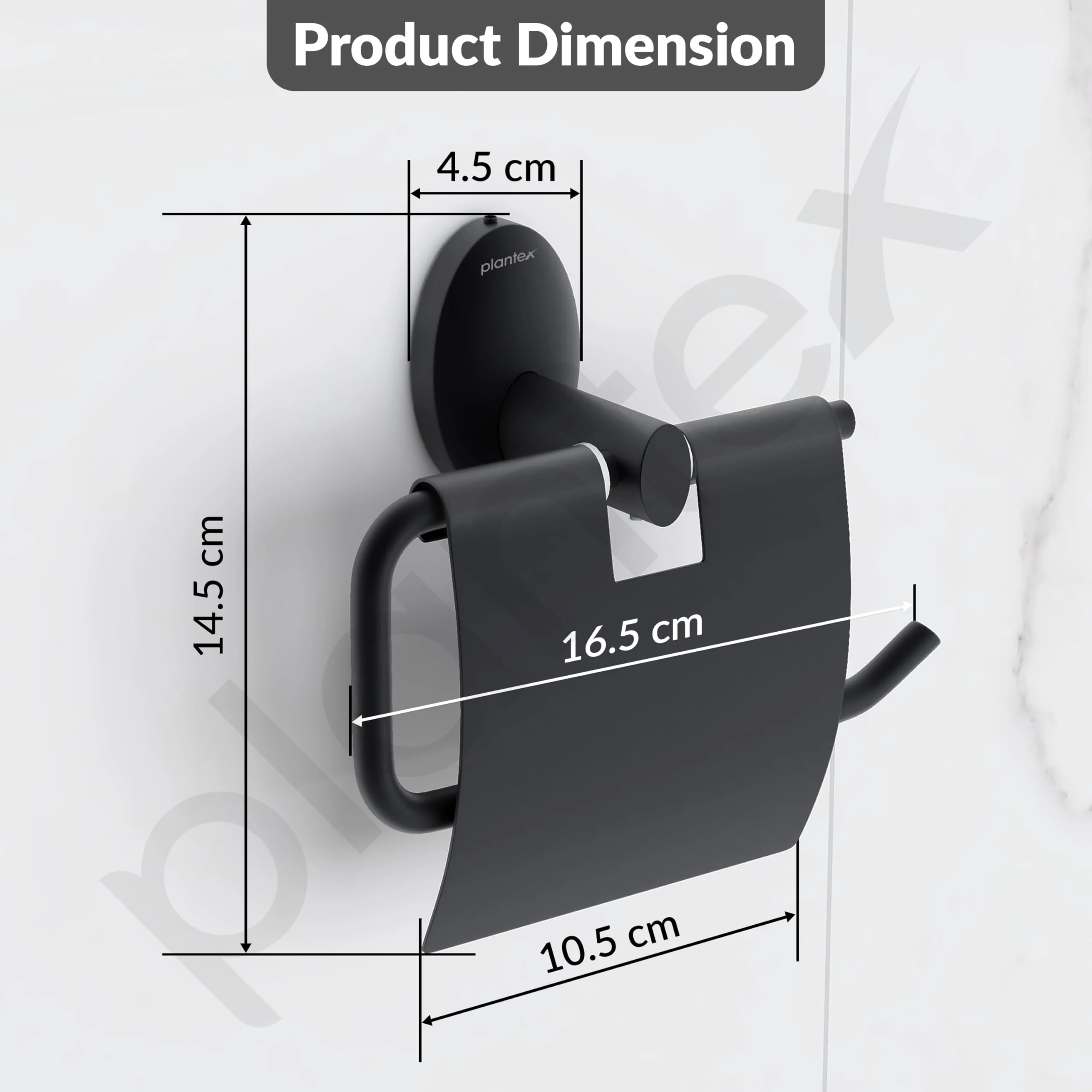 Plantex 304 Grade Stainless Steel Toilet Paper Roll Holder/Toilet Paper Holder/Tissue Paper Roll Holder for Bathroom Accessories - Oreva (Black) - Image 3
