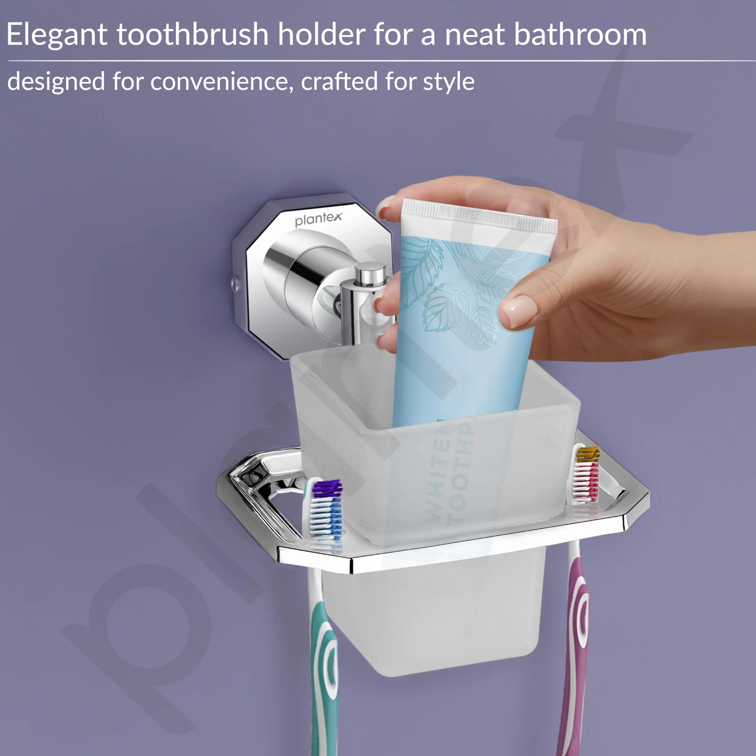 Plantex 304 Grade Stainless Steel Toothbrush Holder and Tumbler Holder for Bathroom and WashBasin Bathroom Accessories - Nipron (Chrome) - Image 7