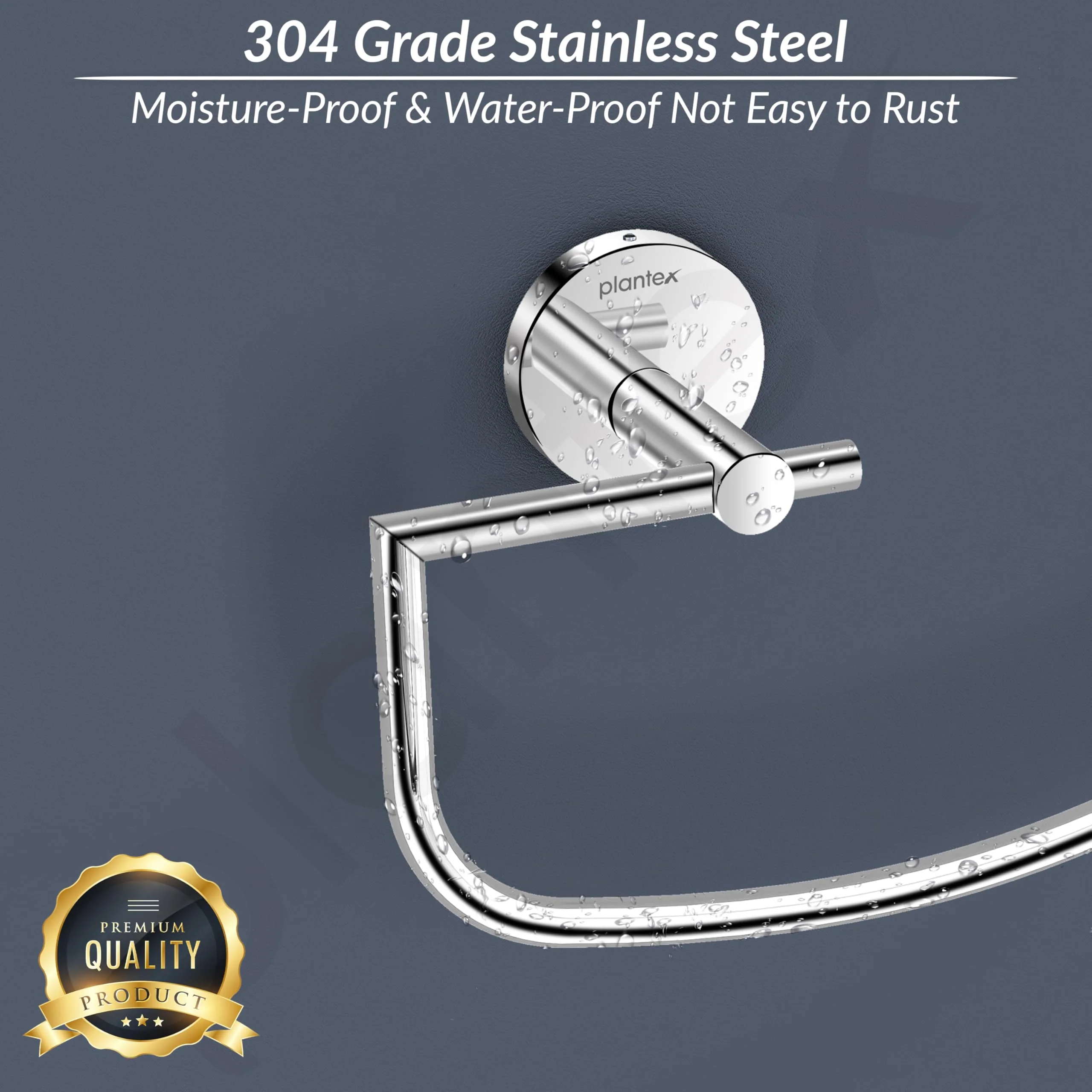 Plantex 304 Grade Stainless Steel Towel Hanger for Wash Basin/Towel Ring for Bathroom/Towel Holder/Napkin Hanger/Bathroom Accessories - Oreo (Chrome) - Image 4