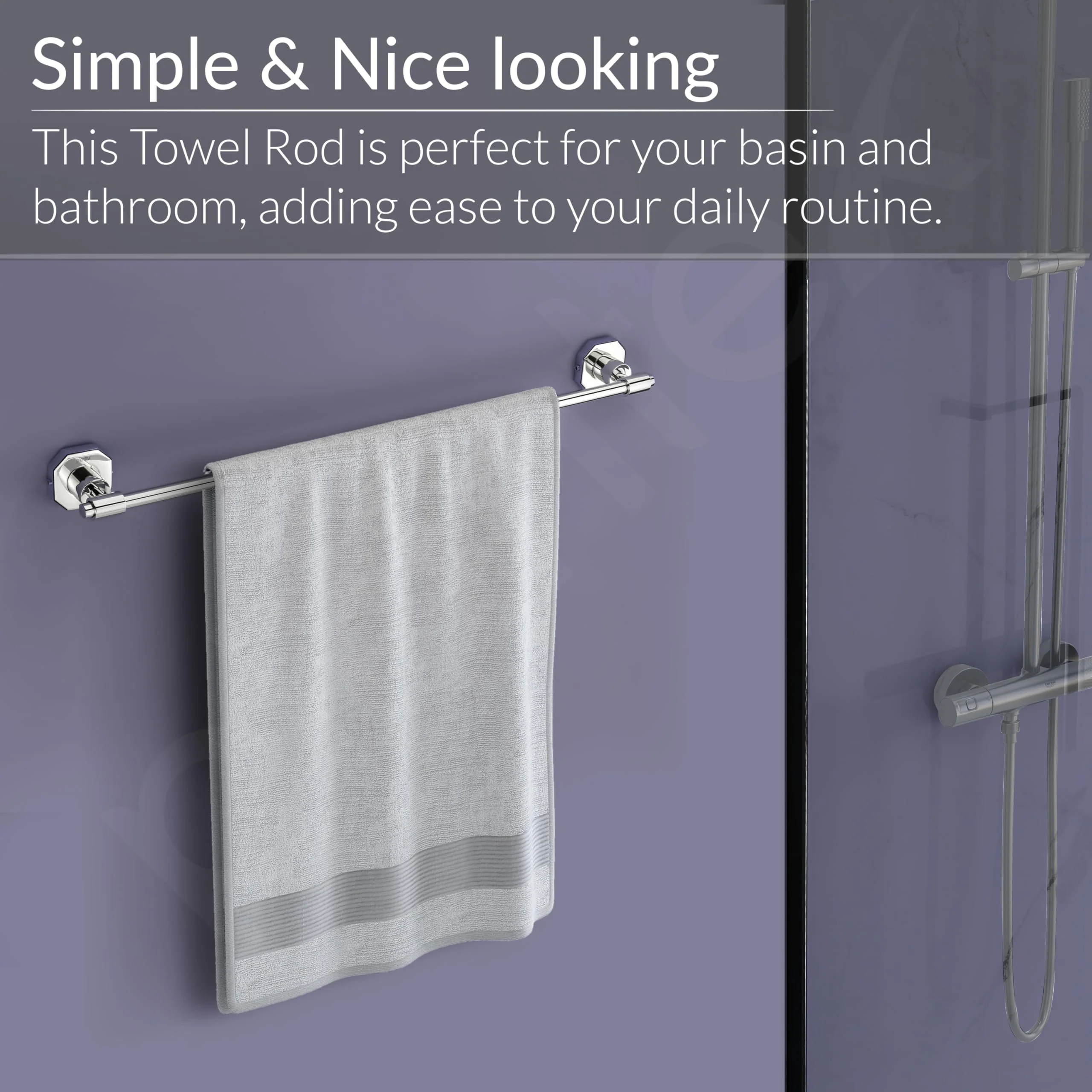 Plantex 304 Grade Stainless Steel Towel Holder in Bathroom/Single Towel Rod for Bathroom/Cloth Hanger/Bathroom Accessories - Nipron (Chrome - 24 inch) - Image 7