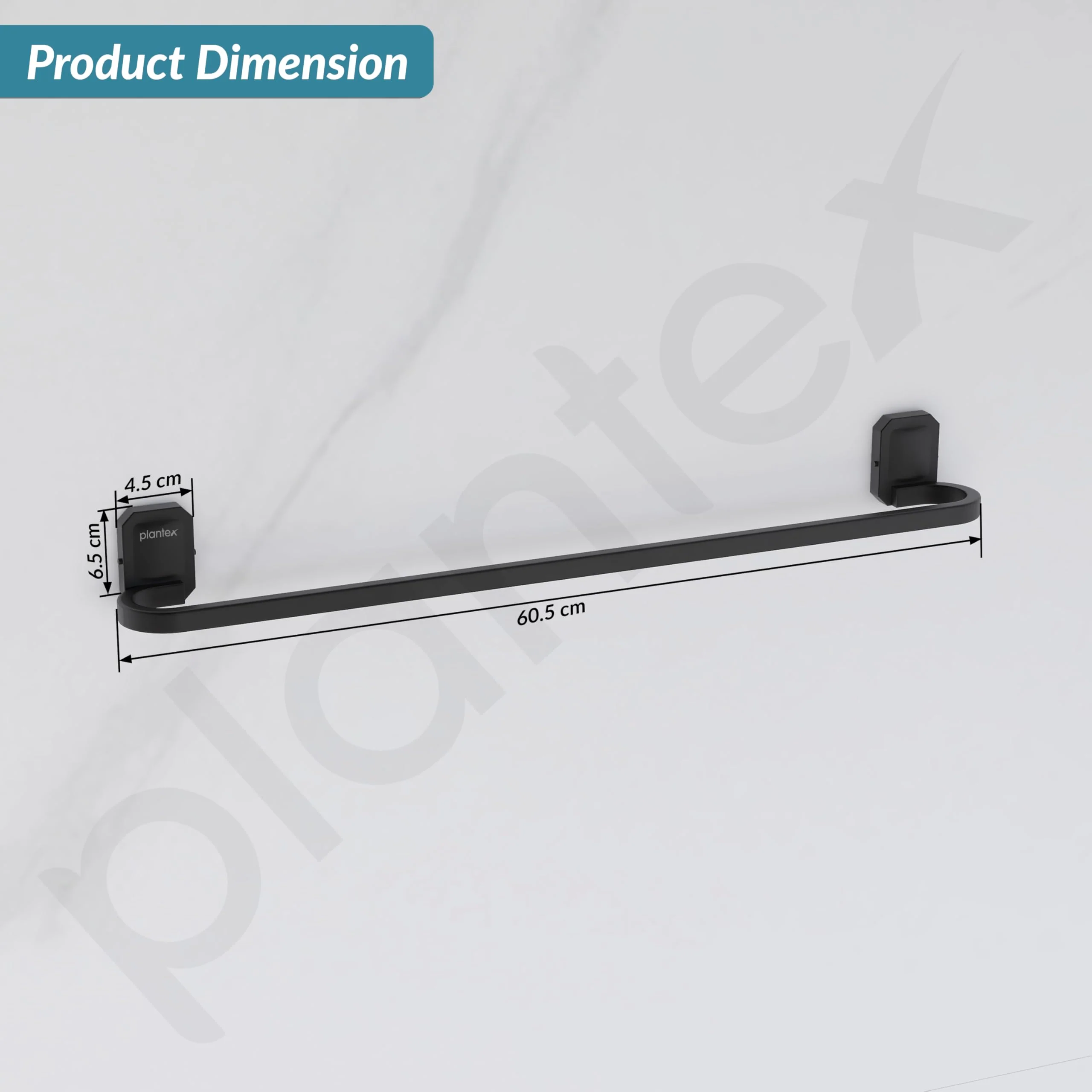 Plantex 304 Grade Stainless Steel Towel Holder in Batrhoom/Single Towel Rod/Holder for Bathroom Accessories - Cute (Black - 24 Inch) - Image 4