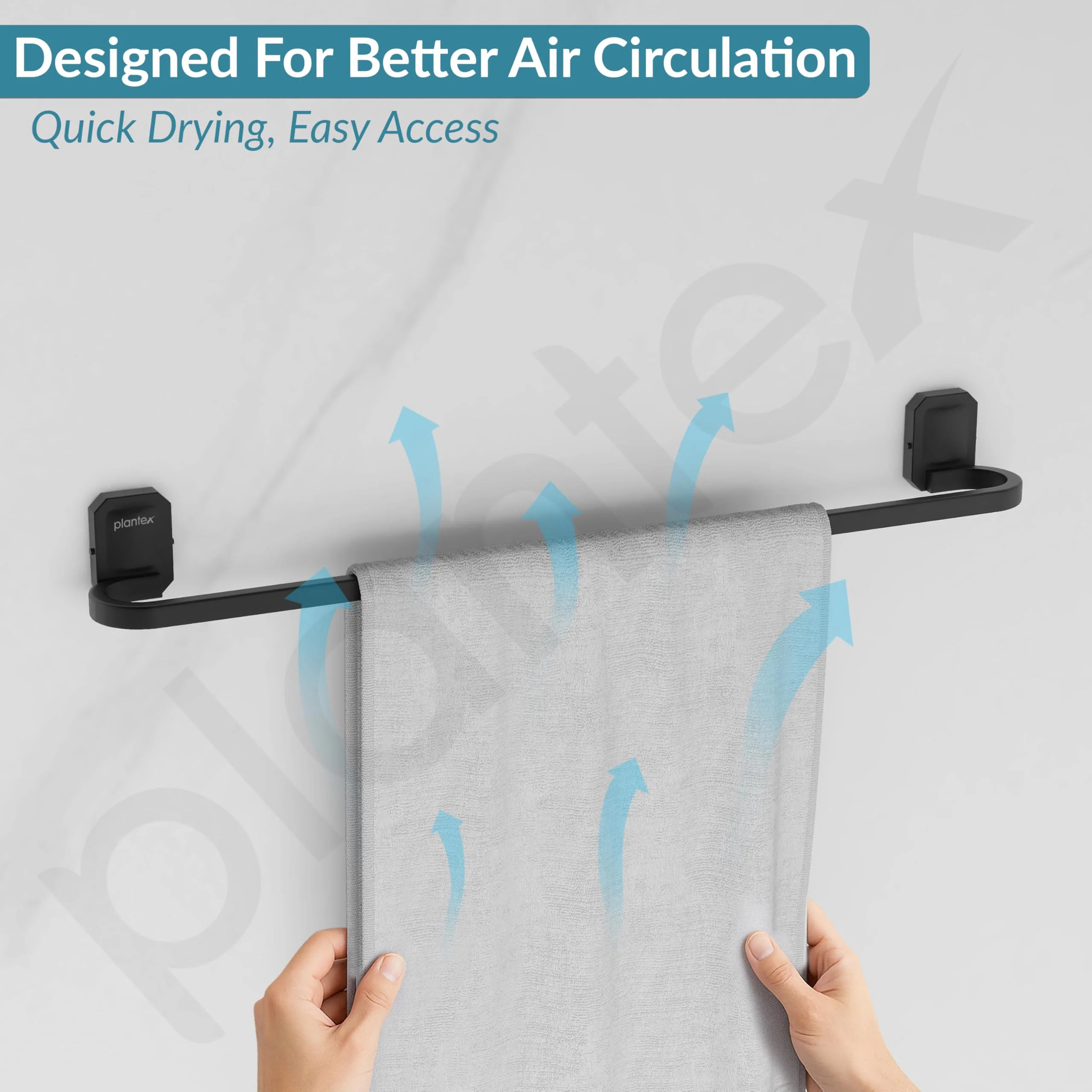 Plantex 304 Grade Stainless Steel Towel Holder in Batrhoom/Single Towel Rod/Holder for Bathroom Accessories - Cute (Black - 24 Inch) - Image 7