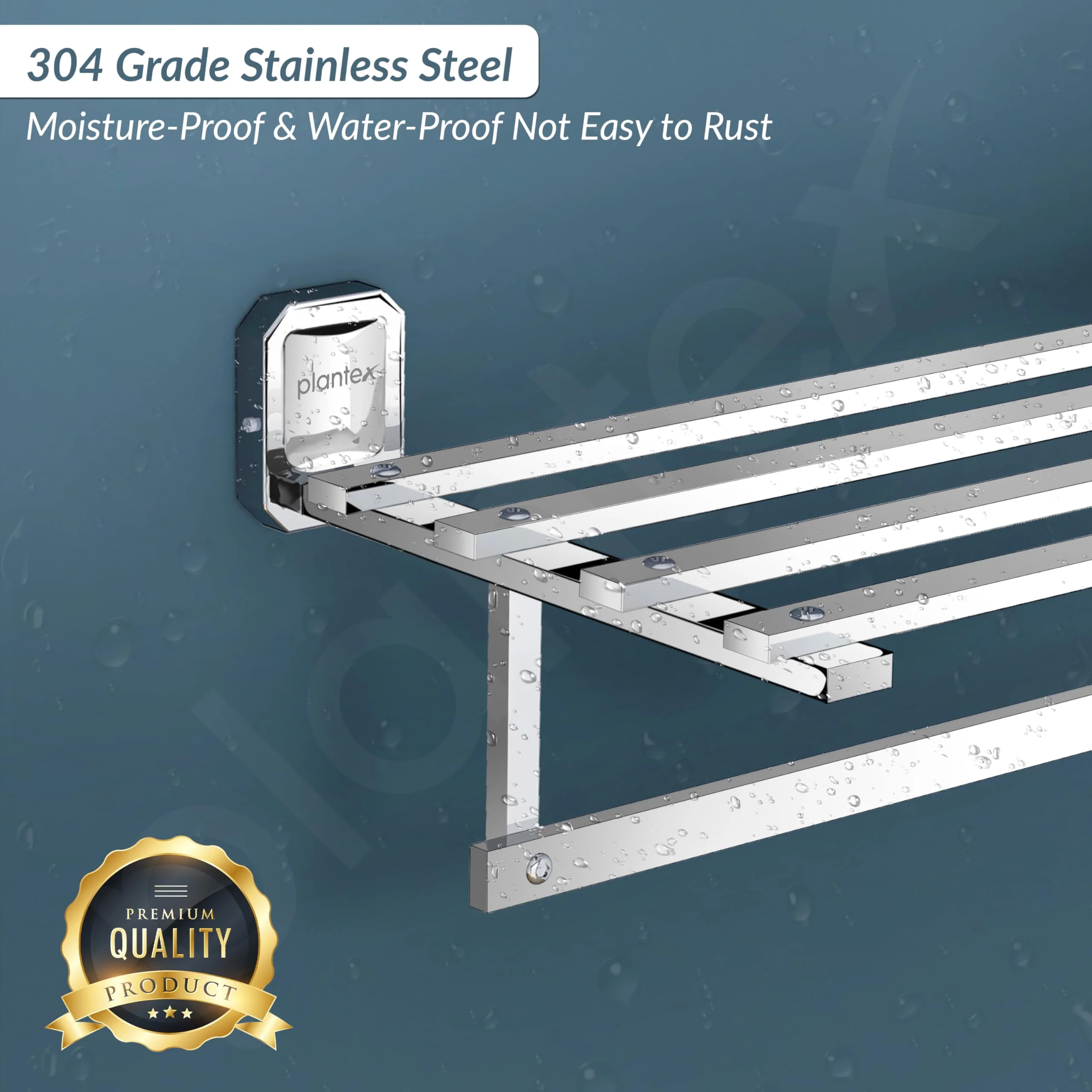 Plantex 304 Grade Stainless Steel Towel Rack for Bathroom/Towel Holder/Towel Stand/Towel Bar for Bathroom Accessories - Cute (18 Inch-Chrome) - Image 4