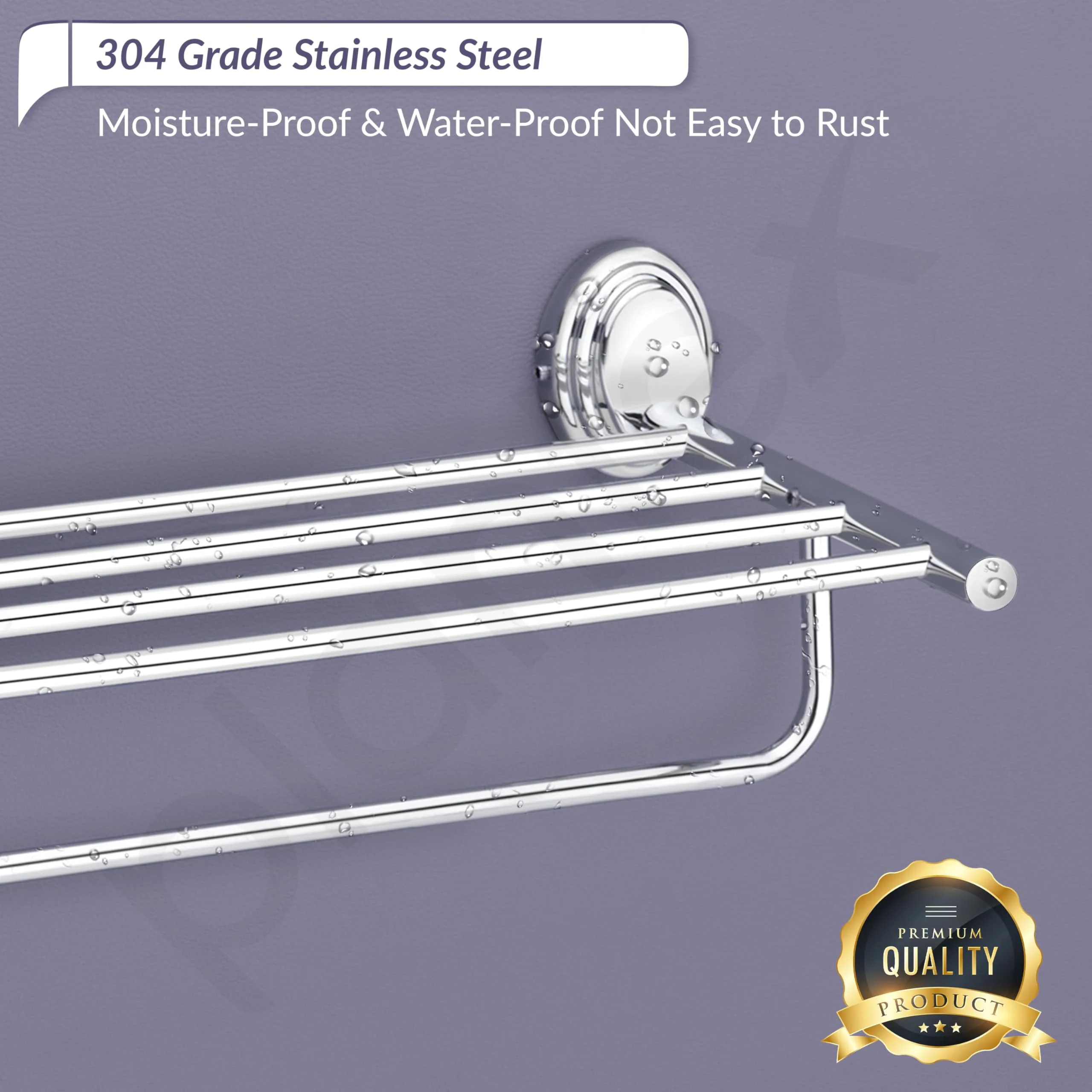 Plantex 304 Grade Stainless Steel Towel Rack for Bathroom/Towel Stand/Hanger/Bathroom Accessories - Cubic (24-Chrome) - Image 5