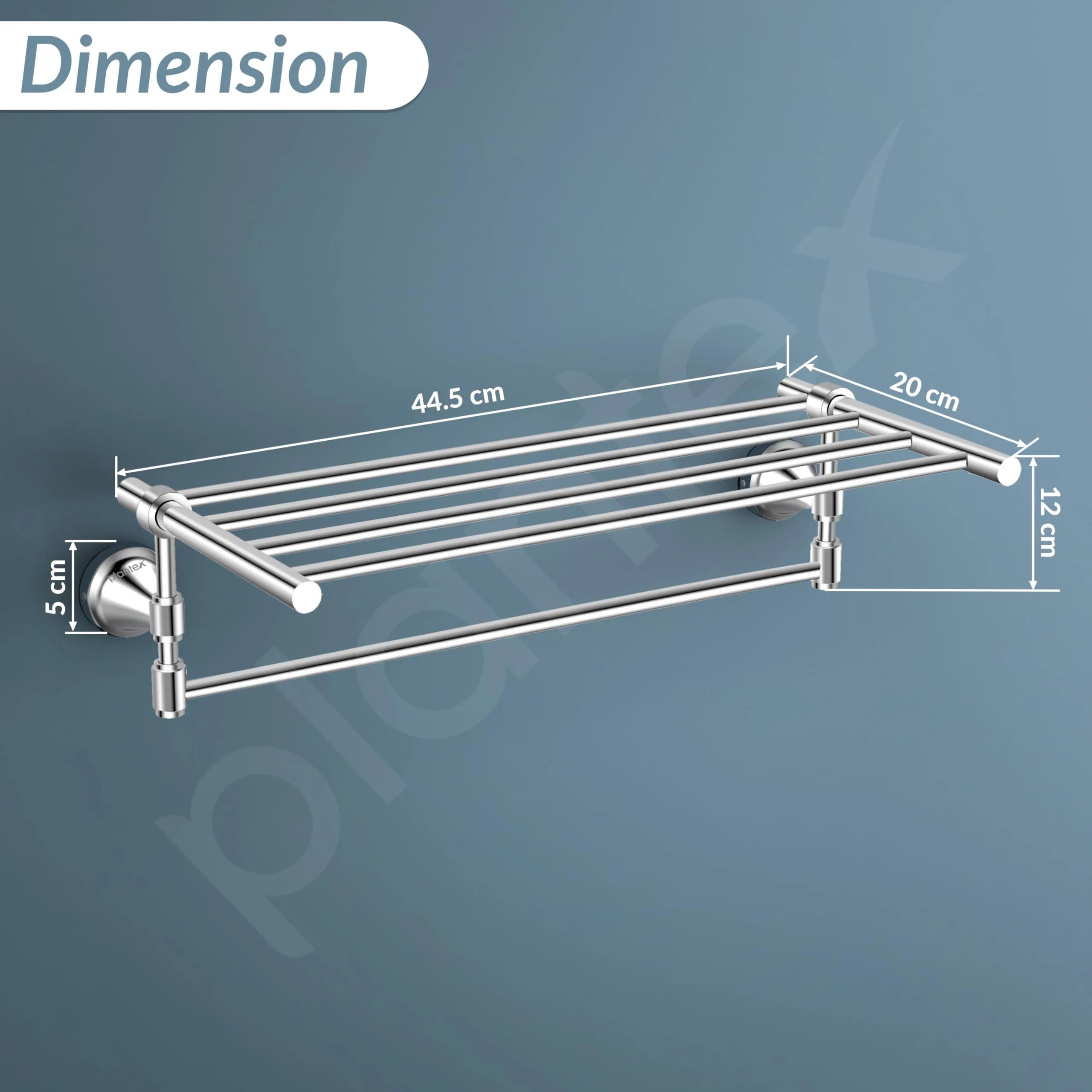Plantex 304 Grade Stainless Steel Towel Rack for Bathroom/Towel Stand/Hanger/Bathroom Accessories - Niko (18 Inch-Chrome) - Image 2