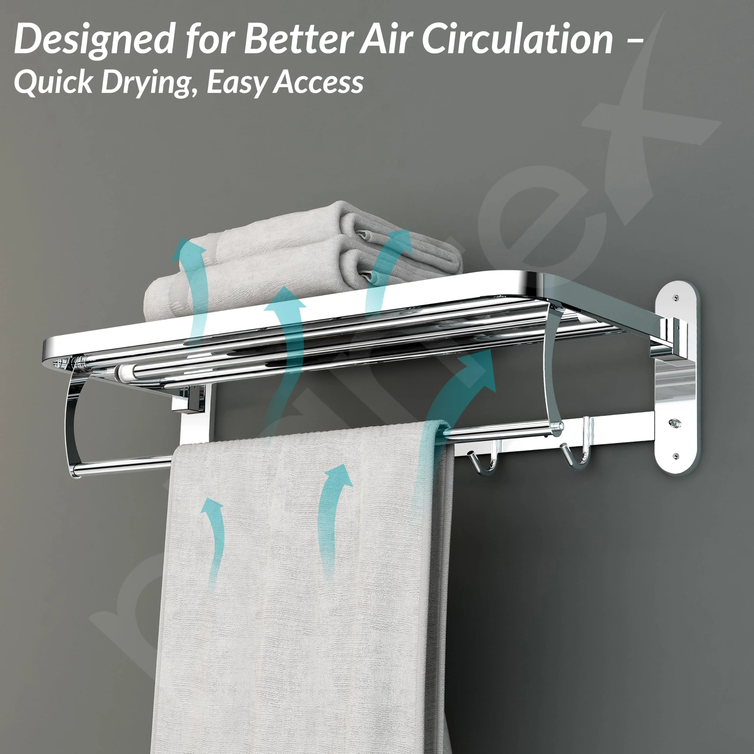 Plantex 304 Grade Stainless Steel Towel Rack in Bathroom/Towel Holder in Bathroom/Cloth Hanger for Bathroom Wall/Bathroom Accessories (24 Inch) Chrome - Image 6