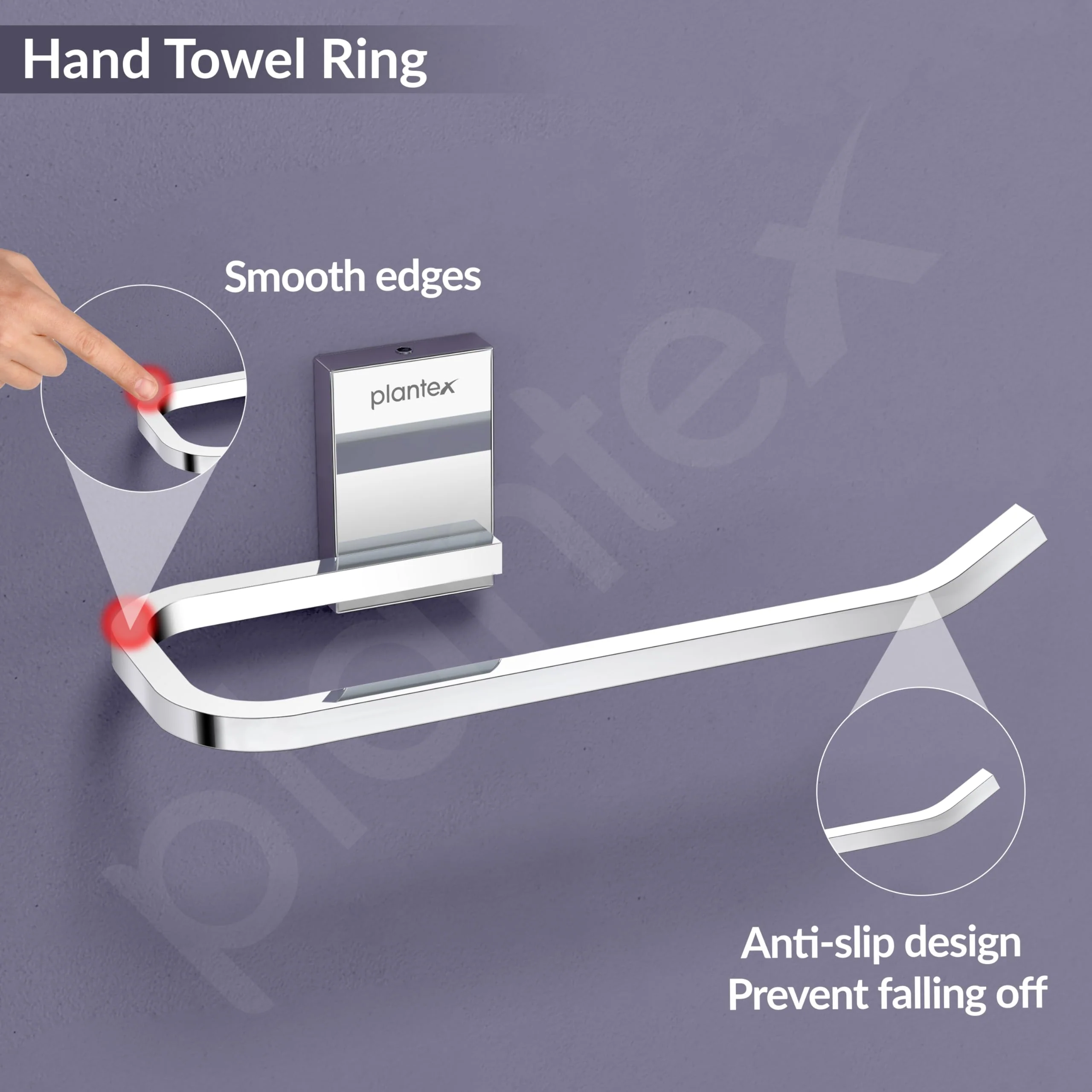 Plantex 304 Grade Stainless Steel Towel Ring/Napkin Hanger/Towel Holder for Wash Basin/Bathroom Accessories - Crystal (Chrome) - Image 7