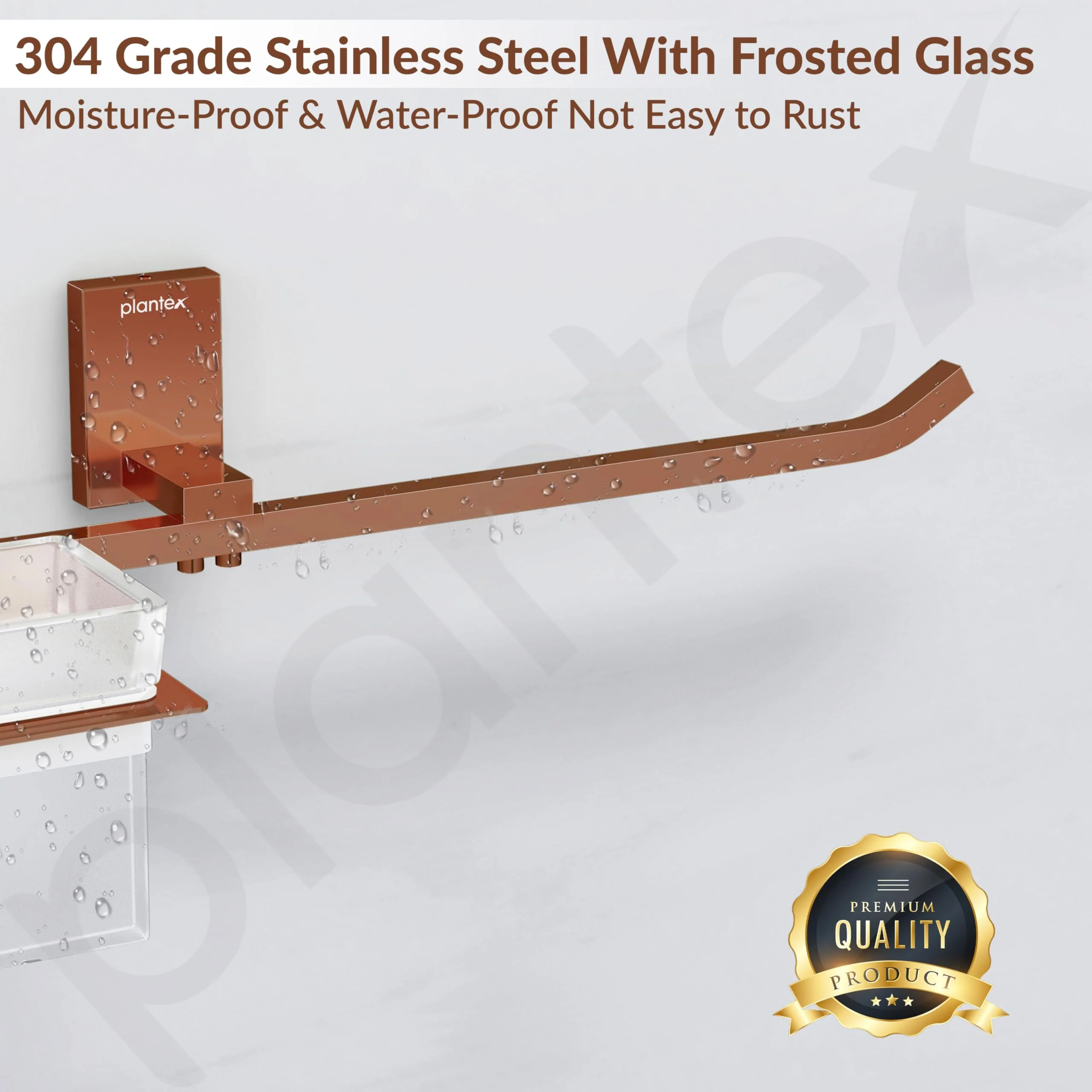 Plantex 304 Grade Stainless Steel Towel Ring with Tumbler Holder/Wash Basin Towel Hanger/Toothbrush HolderBathroom Accessories (Crystal - PVD Rose Gold) - Image 4