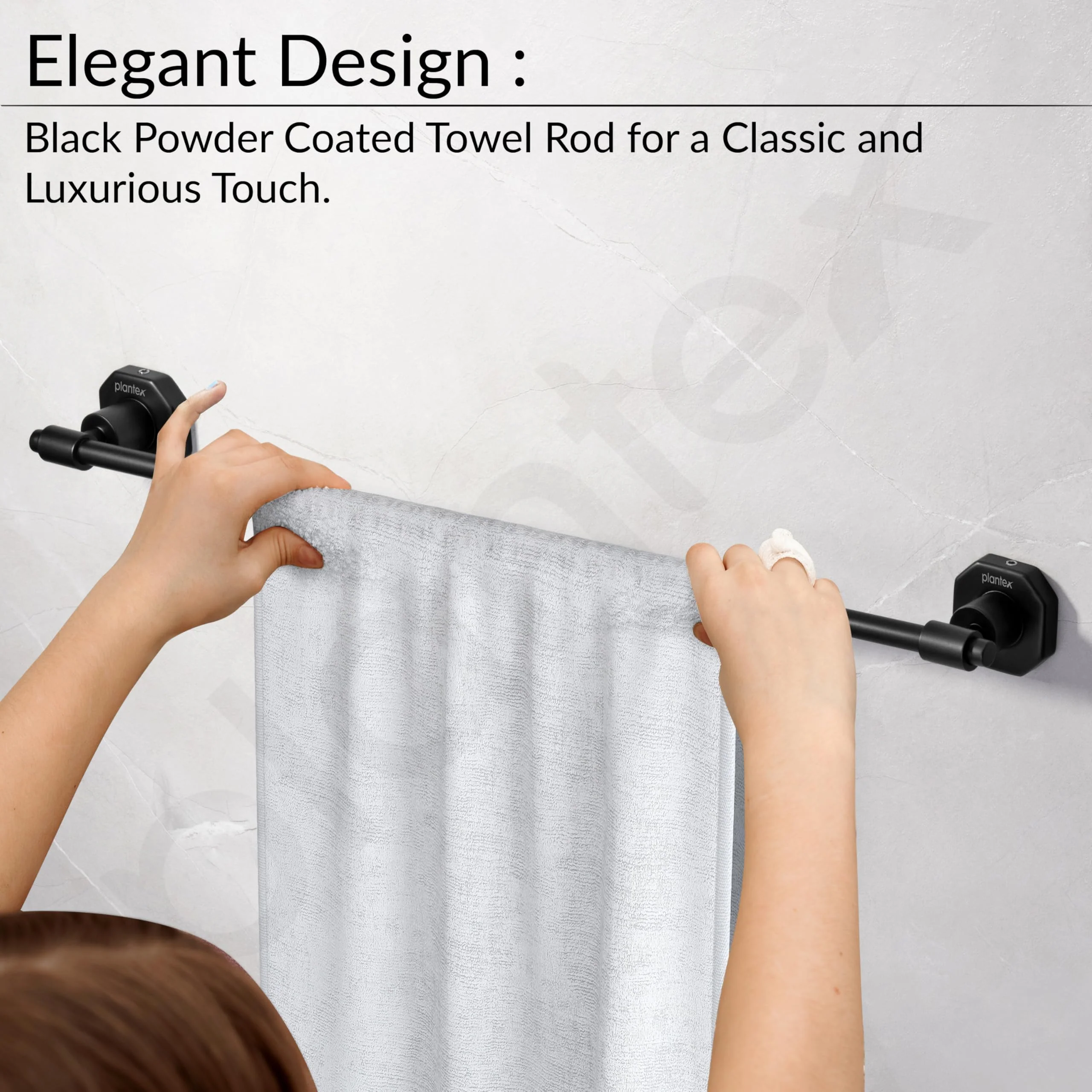 Plantex 304 Grade Stainless Steel Towel Rod/Towel Rack for Bathroom/Towel Bar/Hanger/Stand/Bathroom Accessories - Nipron (24 Inch - Black) - Image 6
