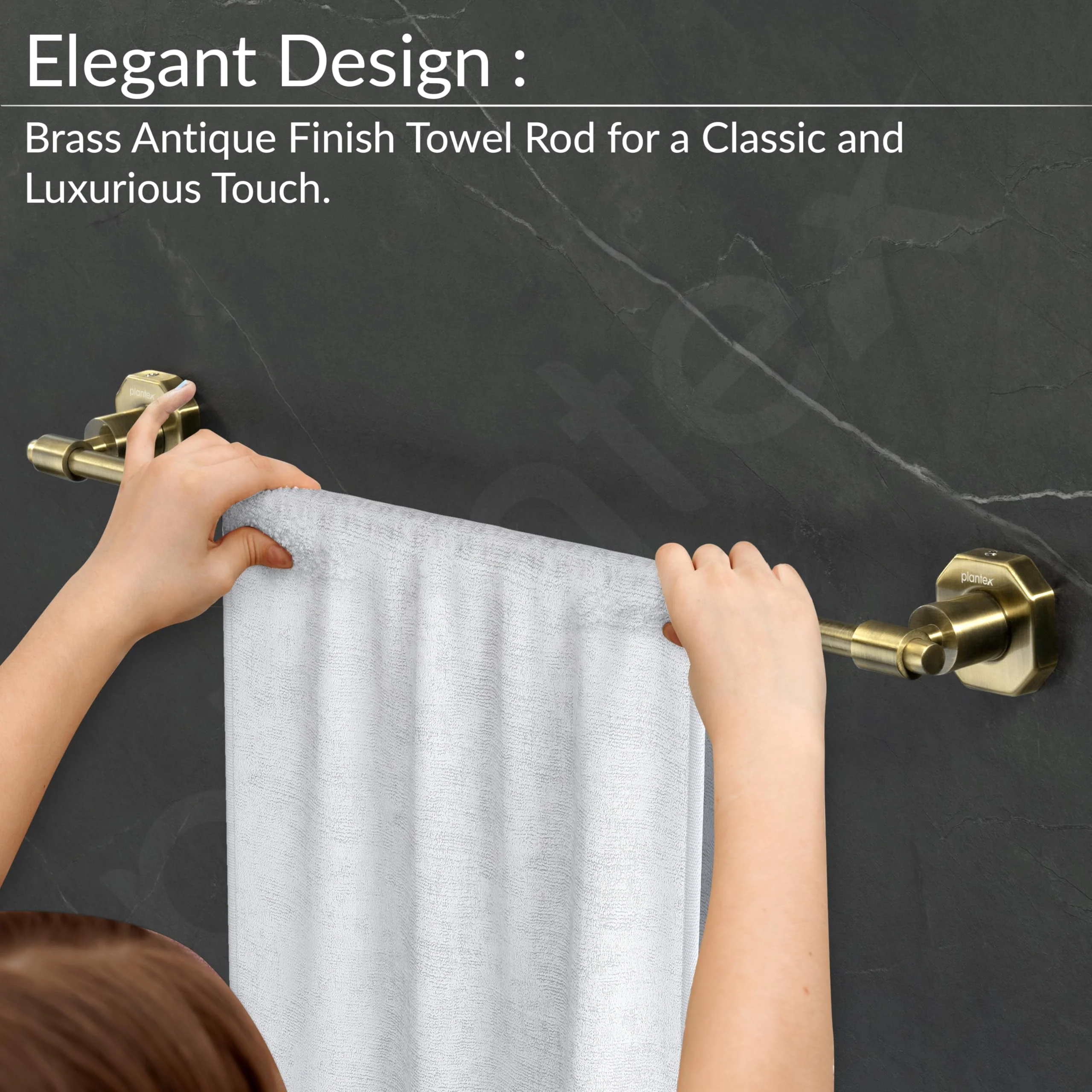 Plantex 304 Grade Stainless Steel Towel Rod/Towel Rack for Bathroom/Towel Bar/Hanger/Stand/Bathroom Accessories - Nipron (24 Inch - Brass Antique) - Image 4