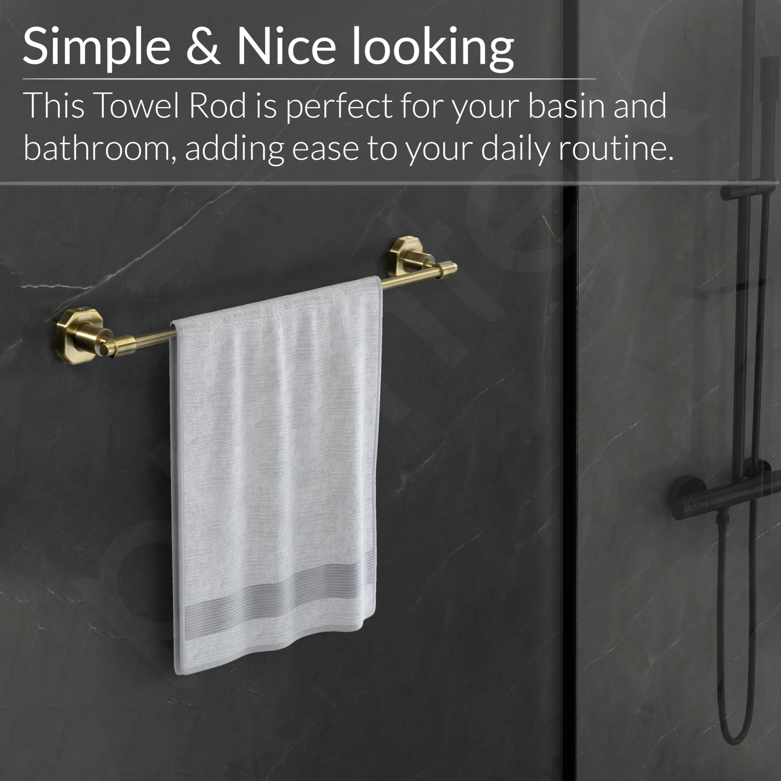 Plantex 304 Grade Stainless Steel Towel Rod/Towel Rack for Bathroom/Towel Bar/Hanger/Stand/Bathroom Accessories - Nipron (24 Inch - Brass Antique) - Image 5