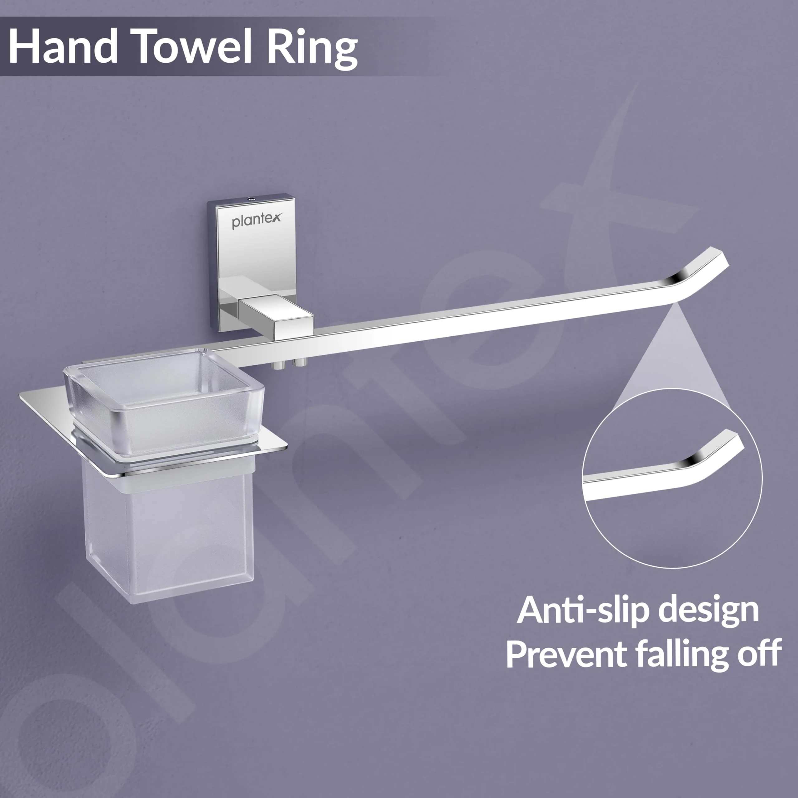 Plantex 304 Grade Stainless Steel Tumbler Holder/Glass Toothbrush Holder/Napkin Ring/Towel Holder for Bathroom/Bathroom Accessories - Crystal(Chrome) - Image 7