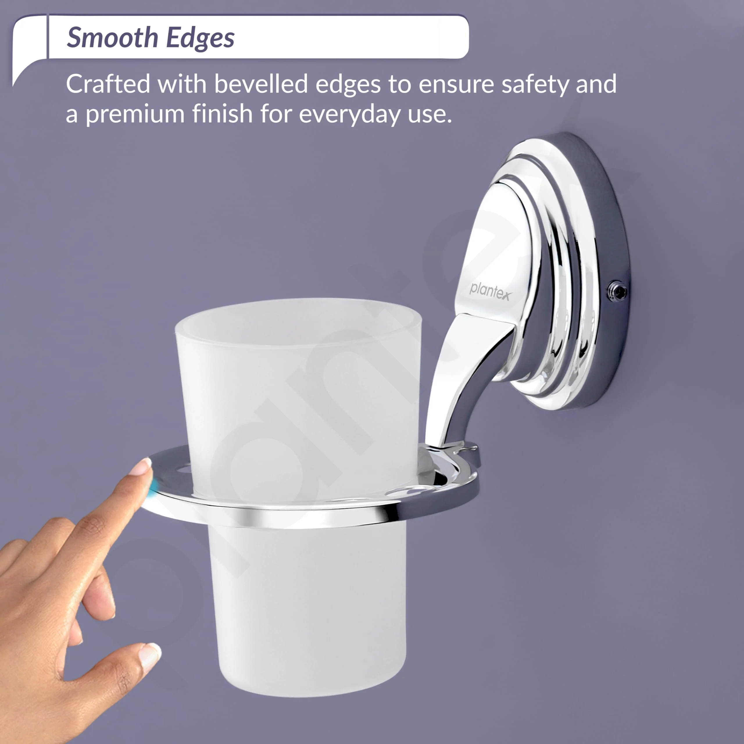 Plantex 304 Grade Stainless Steel Tumbler Holder/Tooth Brush Holder/Bathroom Accessories - Cubic (Chrome) - Image 7