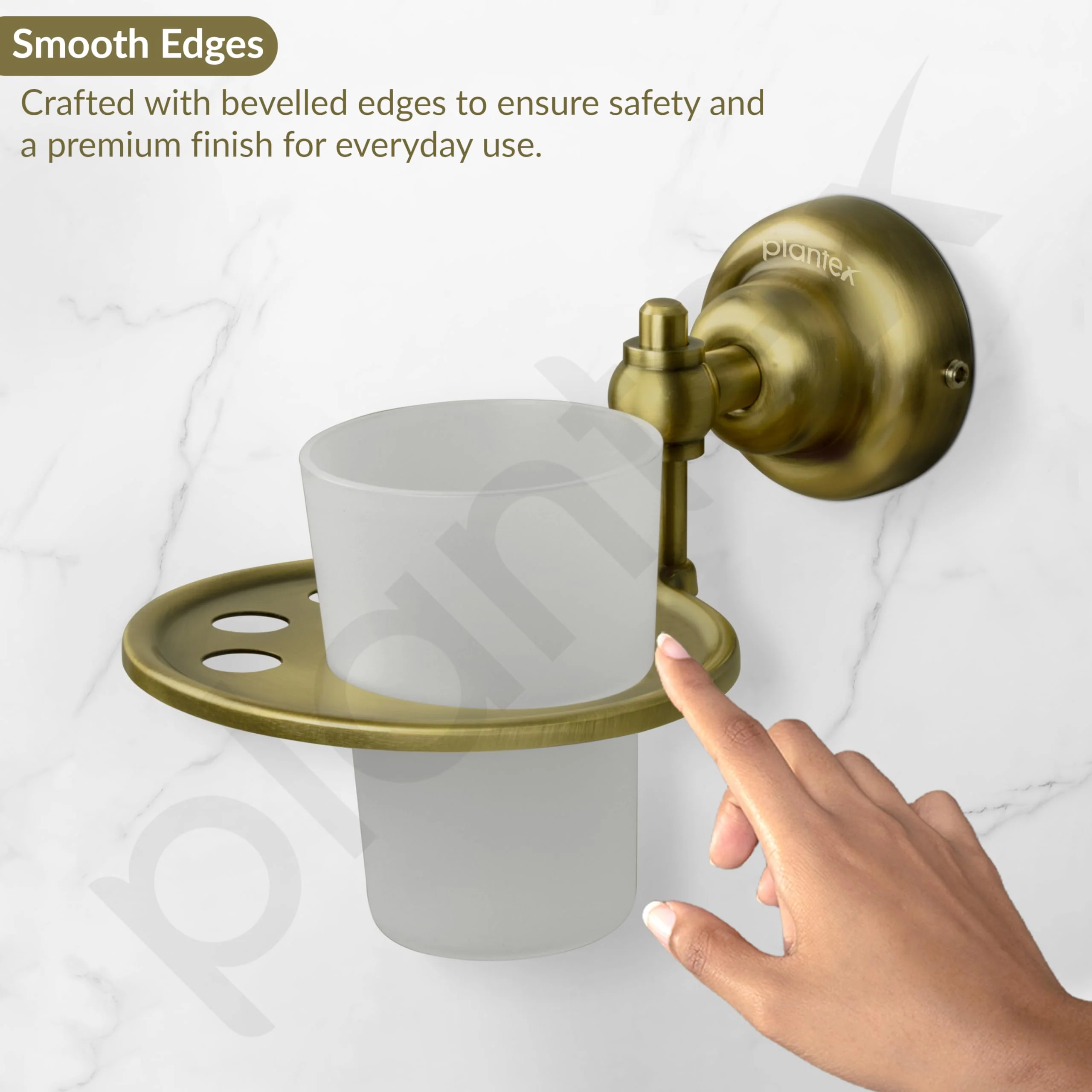 Plantex 304 Grade Stainless Steel Tumbler Holder/Tooth Brush Holder/Bathroom Accessories - Skyllo (Antique) - Image 7