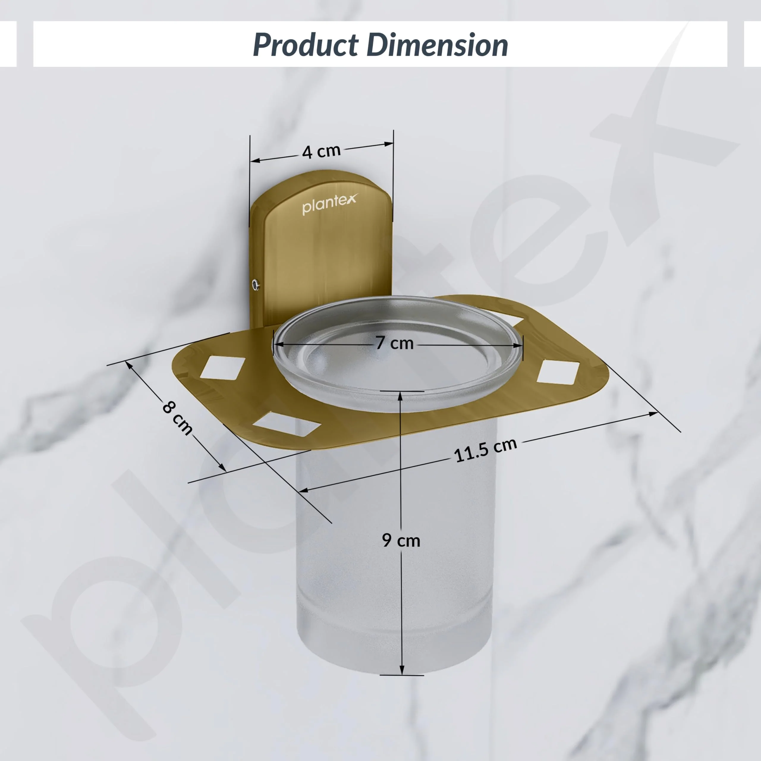 Plantex 304 Grade Stainless Steel Tumbler Holder/Tooth Brush Holder for Bathroom/Bathroom Accessories - Parv (Brass Antique) - Image 5