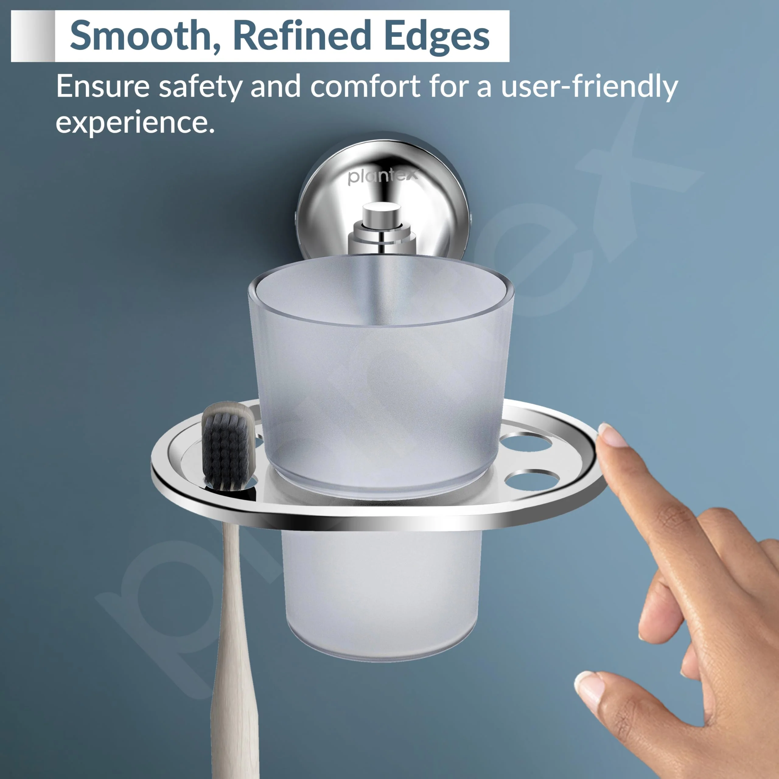 Plantex 304 Grade Stainless Steel Tumbler Holder/Tooth Brush Holder/Tumbler Stand for Bathroom Accessories - Niko (Chrome) - Image 7