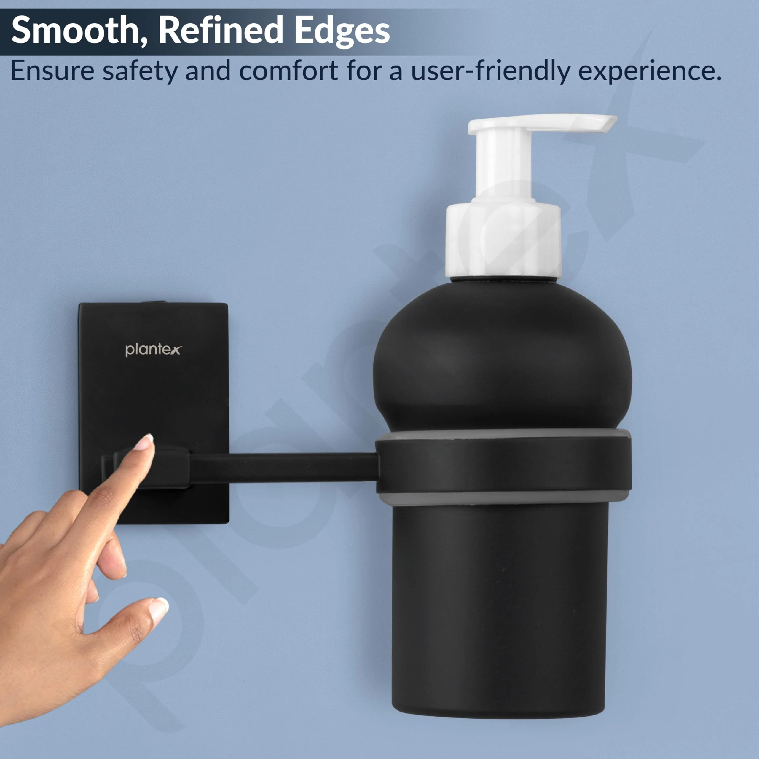 Plantex 304 Grade Stainless Steel Wash Basin Hand Wash Holder and Dispenser for Liquid Soap for Bathroom Accessories - Senso (Black) - Image 7