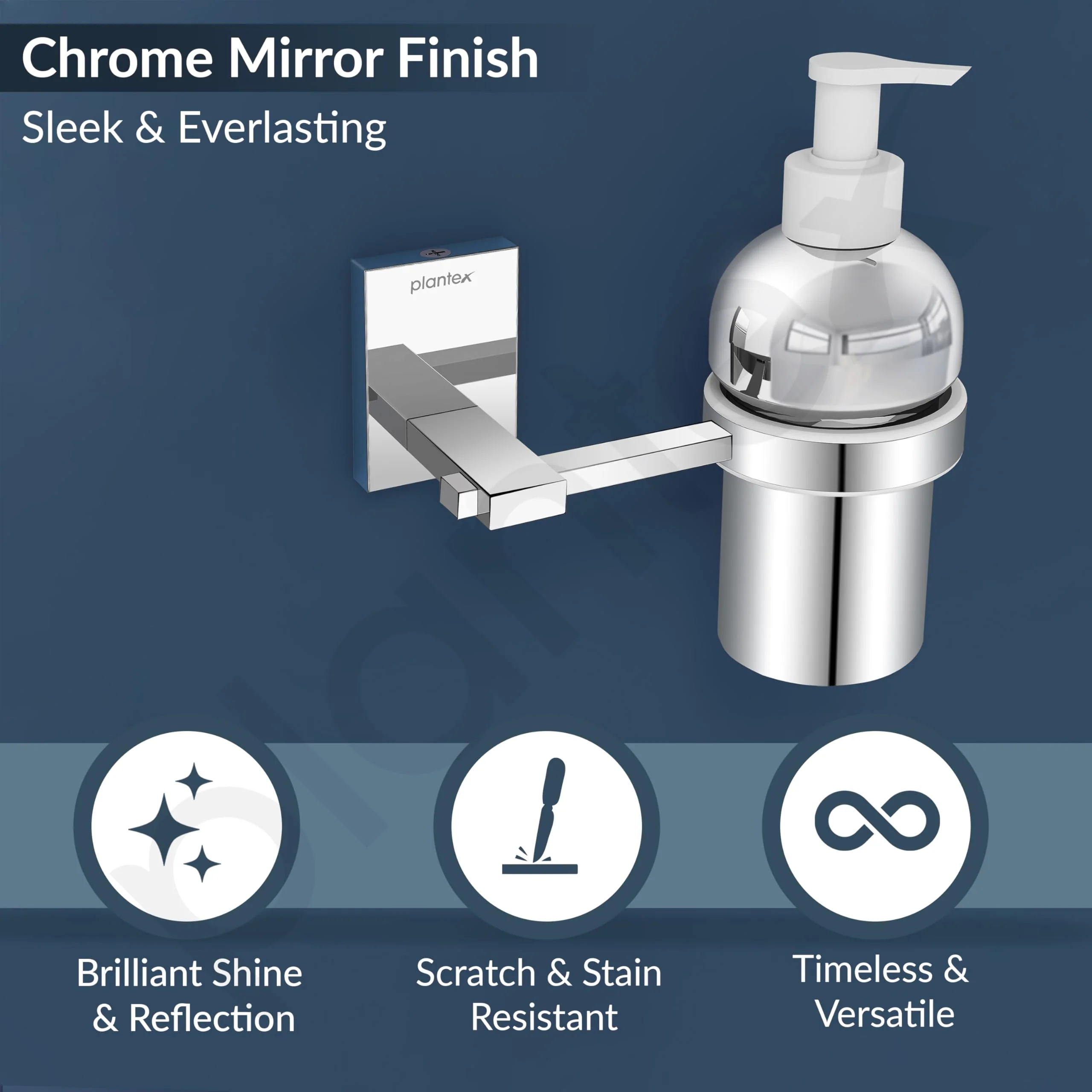 Plantex 304 Grade Stainless Steel Wash Basin Hand Wash Holder and Dispenser for Liquid Soap for Bathroom Accessories - Senso (Chrome) - Image 5