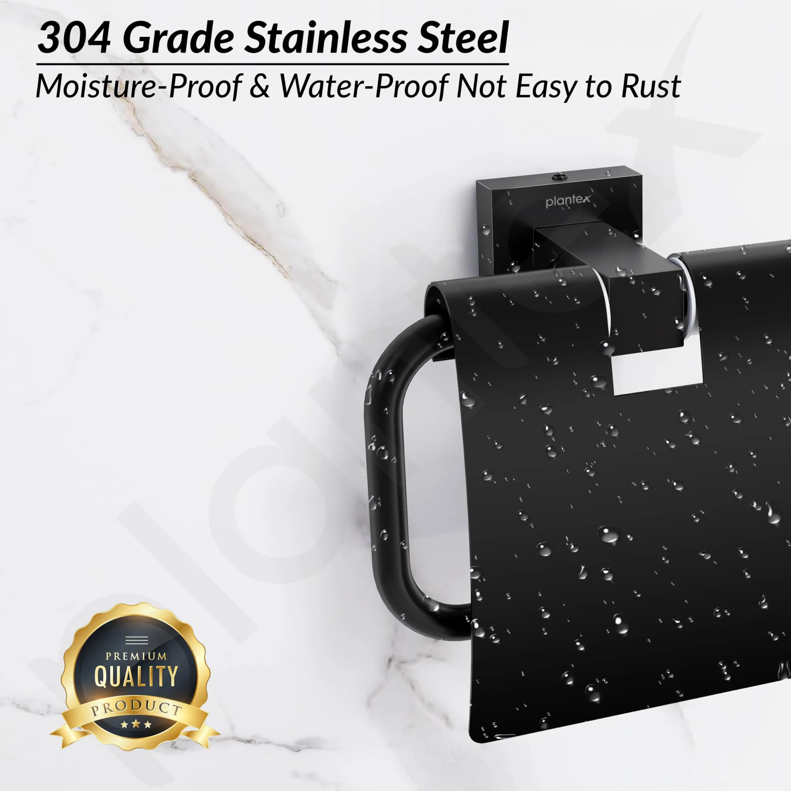 Plantex 304 Grade Stainless Toilet Paper Holder/Toilet Roll Holder/Bathroom Toilet Paper Holder/Bathroom Accessories - Splash (Black) - Image 4