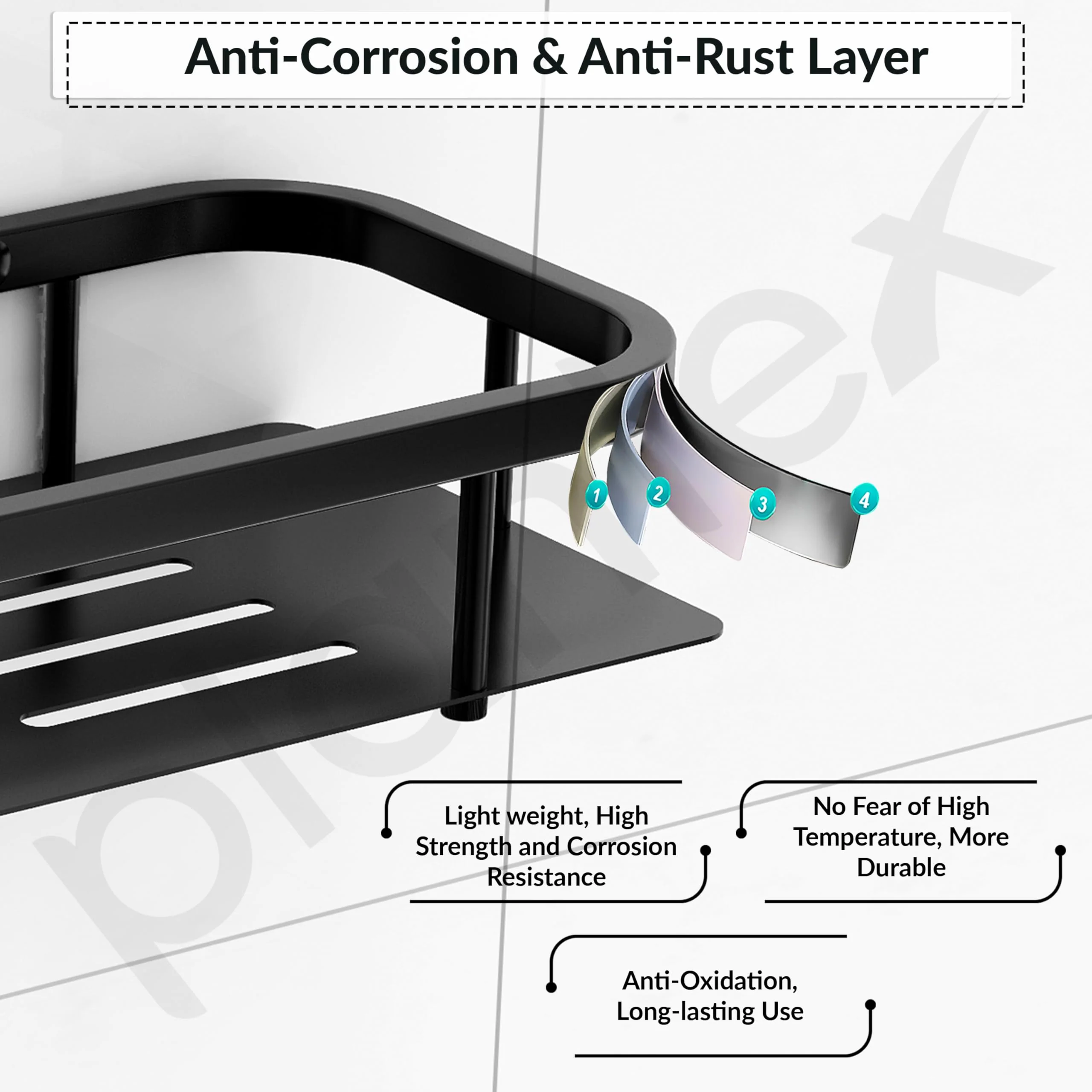 Plantex 304 Stainless Steel Bathroom Shelf/Wall Mounted Shelf for Bathroom/Kitchen Wall Shelf/Washroom Accessories Set- Pack of 2 (15X5 Inches-Black Finish) - Image 6