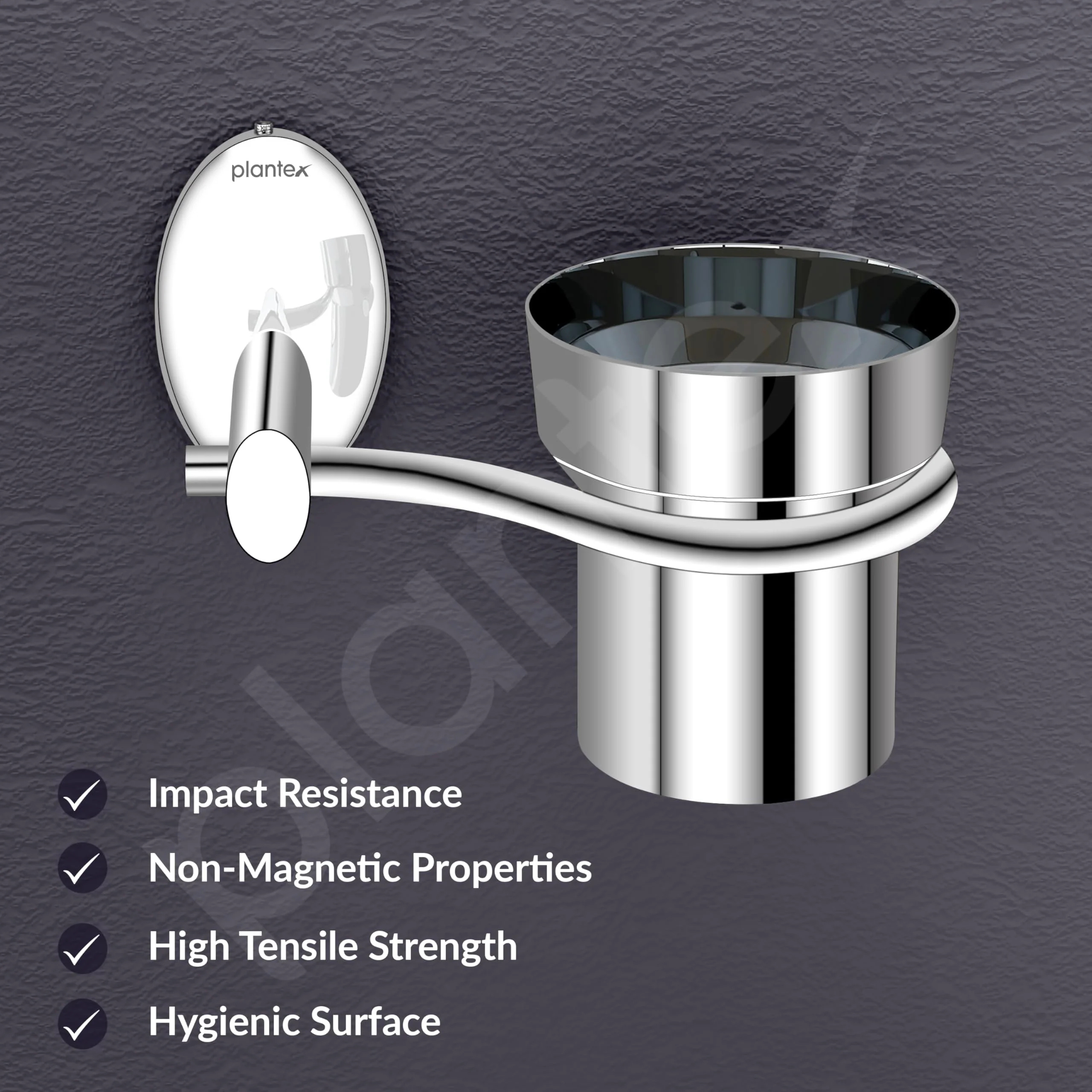 Plantex 304 Stainless Steel Toothbrush Holder/Paste & Tumbler Holder for Bathroom and Wash Basin/Bathroom Accessories - (Oreva - Silver) - Image 2