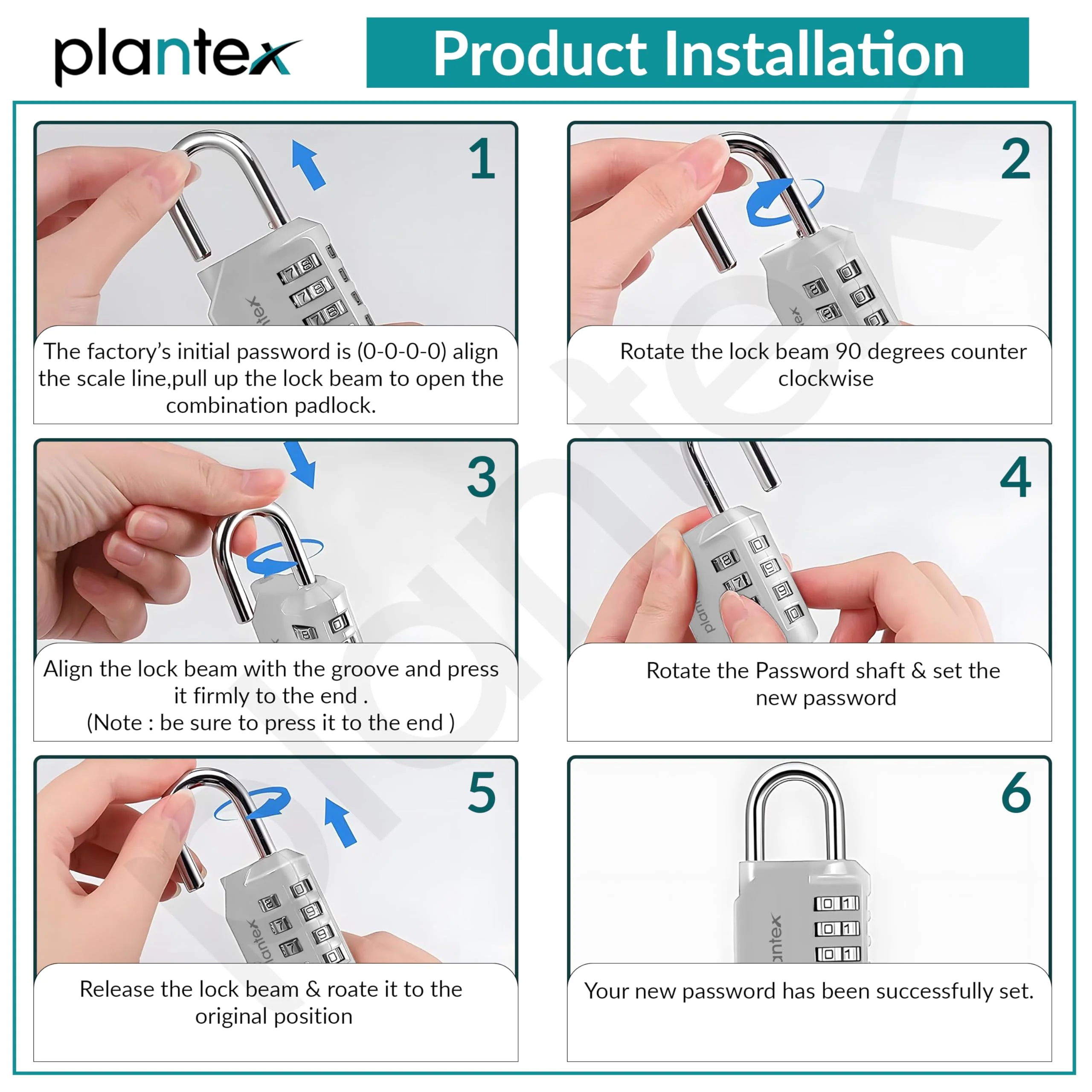 Plantex 4 Digit Combination Number Metal Lock/Zinc Alloy Locks for Luggage/Locks for Travel Bags for Luggage/Locks for Cabin Luggage/Travel Essentials - Pack of 2 (Silver) - Image 5