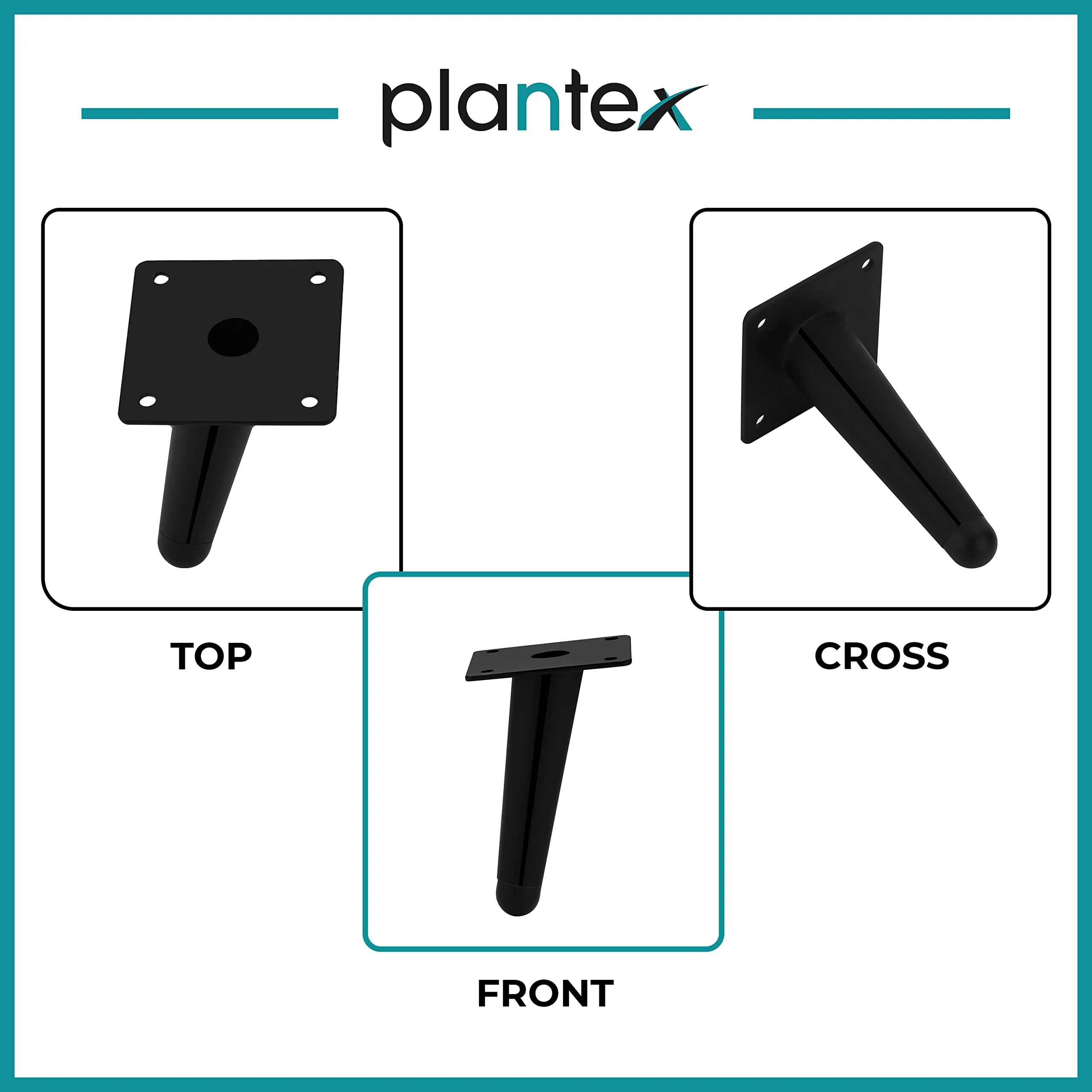 Plantex 4 Inch Sofa Legs for Bed Furniture/Sofa Legs for Table/Sofa Support Legs with Rubber Grip (Black, 6 Pcs) - Image 5