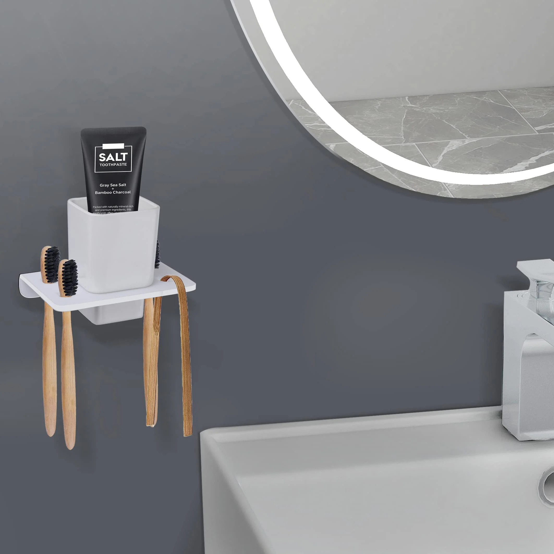 Plantex 5mm Acrylic and ABS Plastic Tooth Brush Holder/Stand/Tumbler Holder for Bathroom/Bathroom Accessories (White) - Image 3