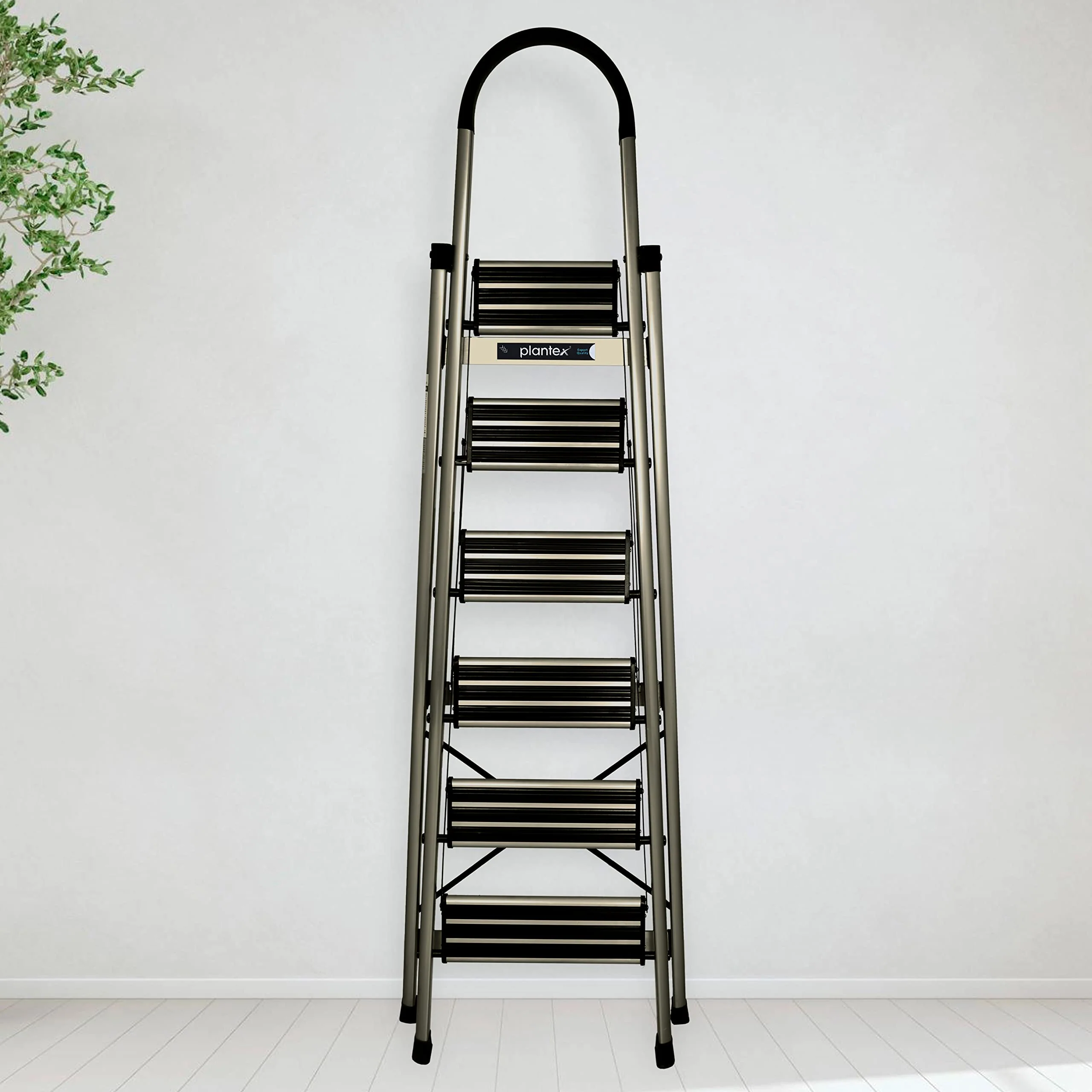 Plantex 6 Step Ladder for Home/Aluminium Foldable Ladder/Wide Anti Skid Steps/Strong Wide Steps Ladder (Anodize Coated-Gold) - Image 7