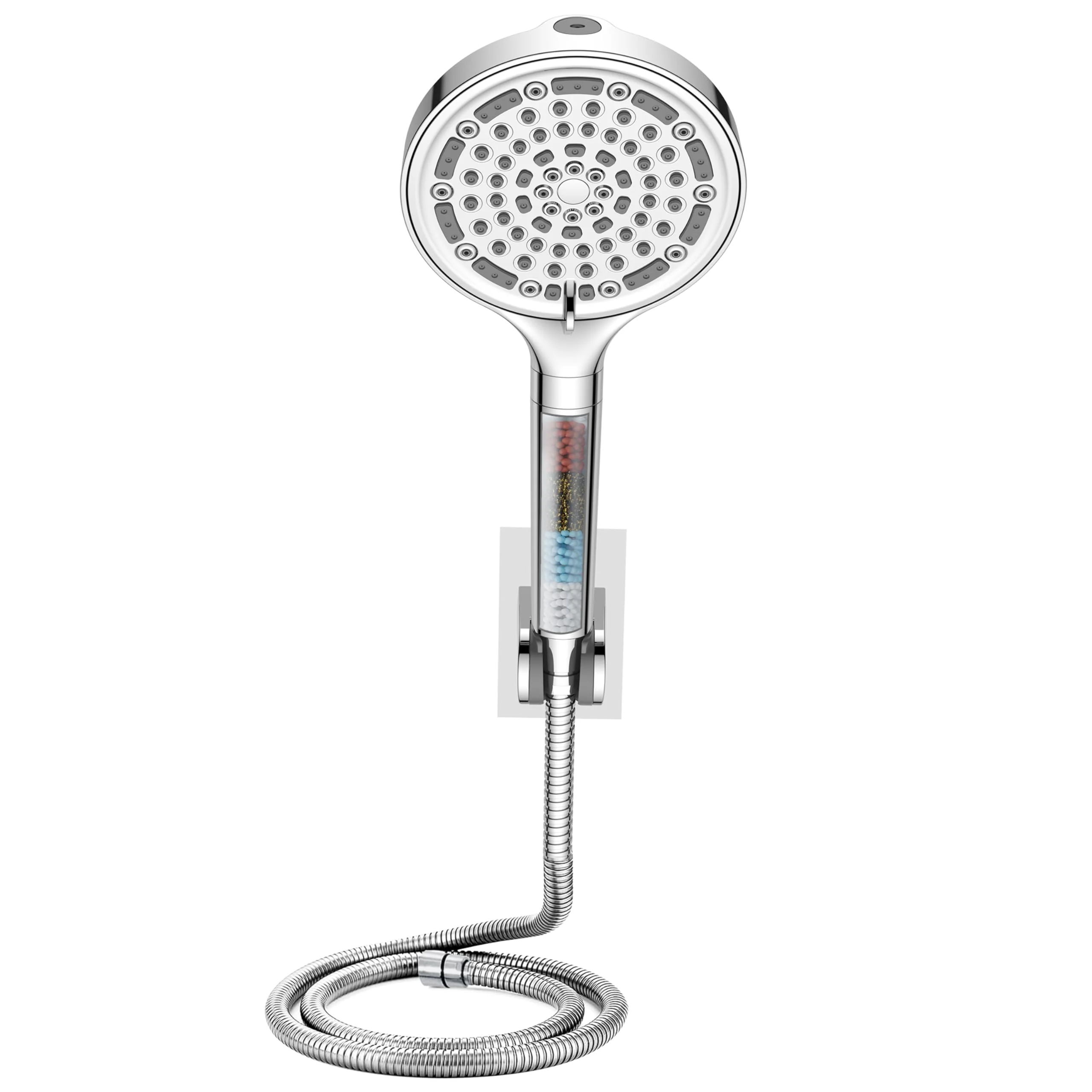 Plantex Abs Hand Shower For Bath/6 Mode Shower Hand With1.5 Meter Flexible Hose Pipe With Wall Hook-(Chrome) - Image 7