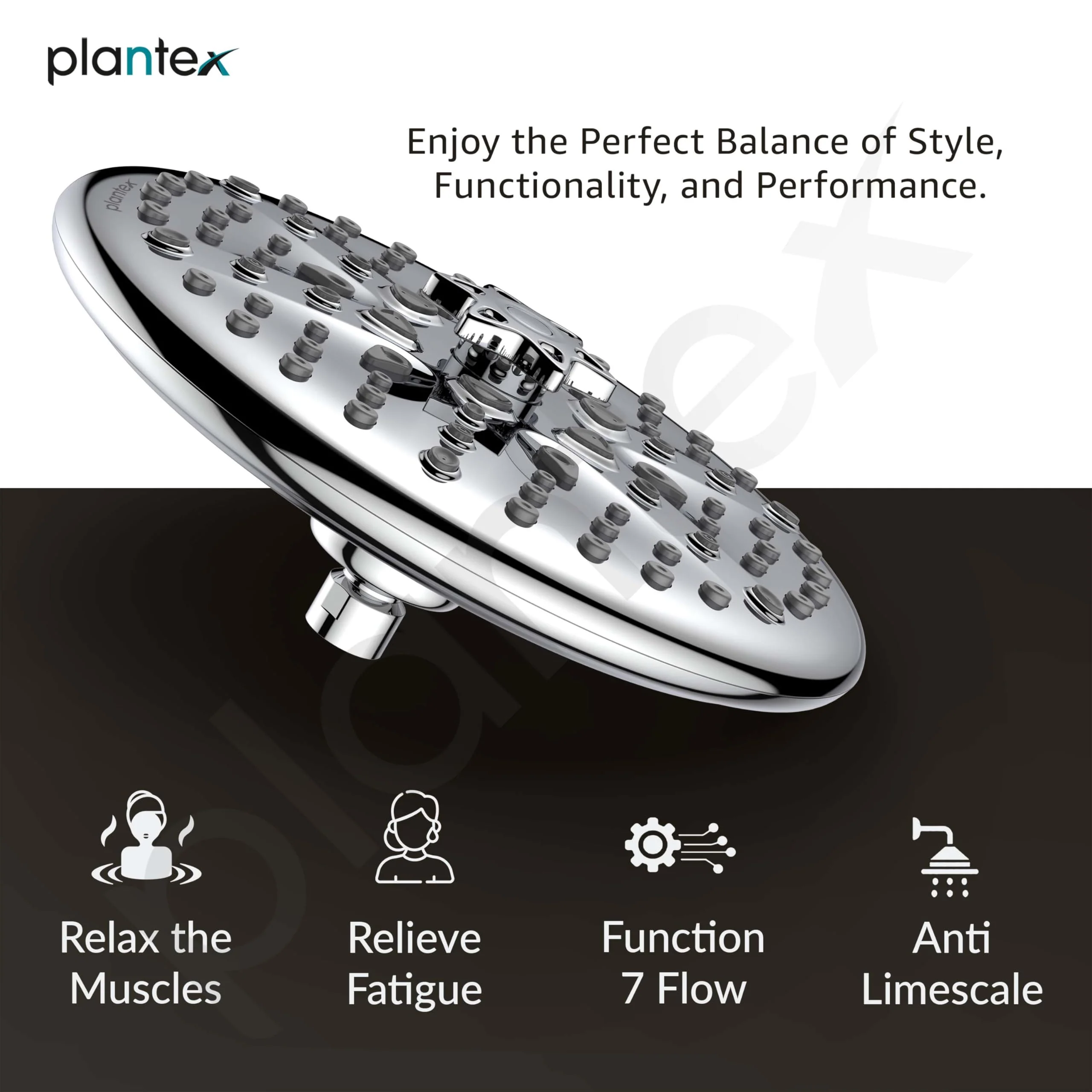 Plantex Abs Shower Head For Bathroom/8 Different Modes Shower Head/Overhead Shower Without Arm/Rain Shower Head For Bathroom - (Chrome) - Image 5