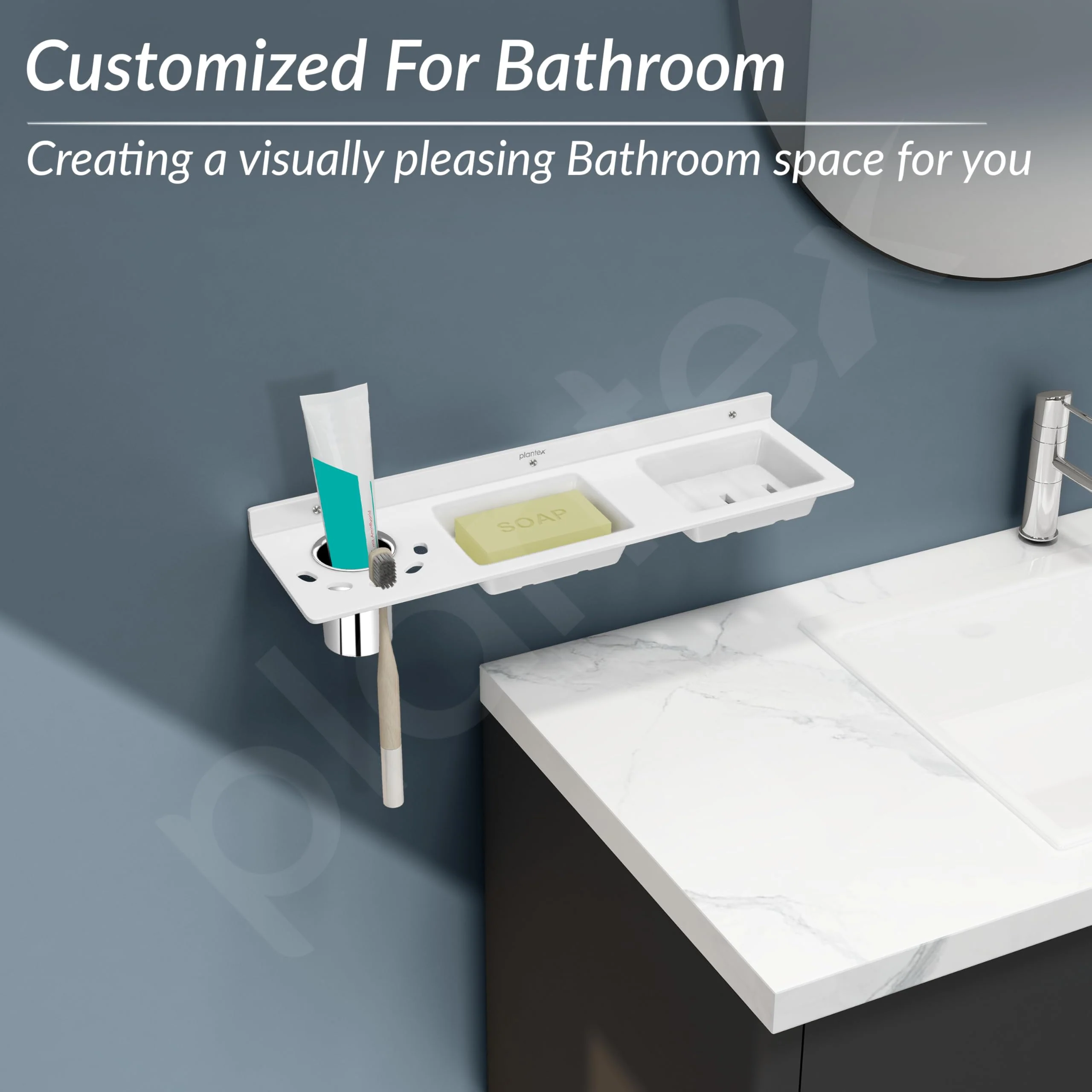 Plantex Acrylic Double Soap Dish/Stand with Tumbler Holder for Bathroom/Soap Stand/Tumbler Holder/Bathroom Accessories - White - Image 5