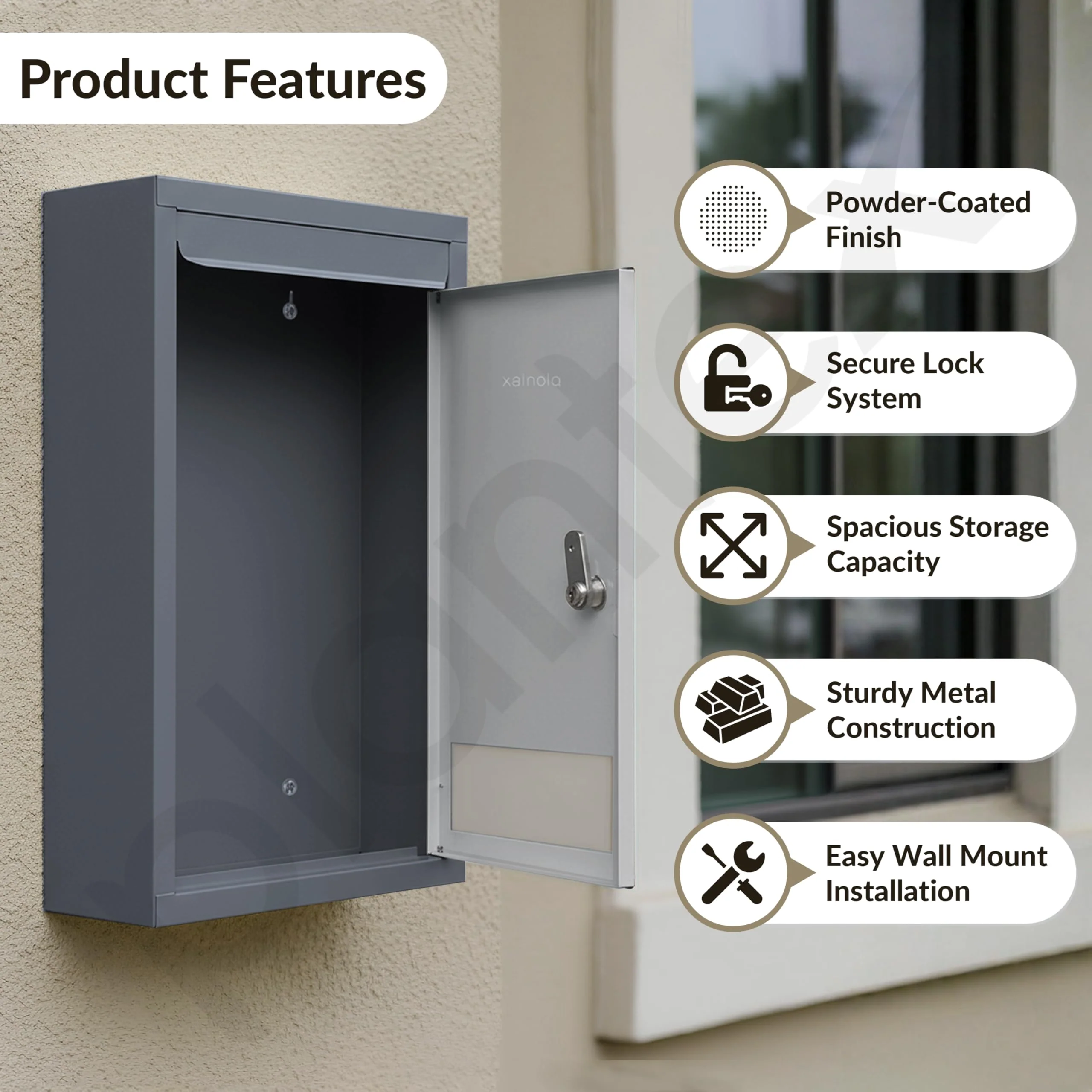 Plantex All in one Multipurpose with Big Size Letter Box for Home/Post Box/Suggestion Box/Complaint Box/Donation Box with Lock Table Top or Wall Mount - (Grey) - Image 2
