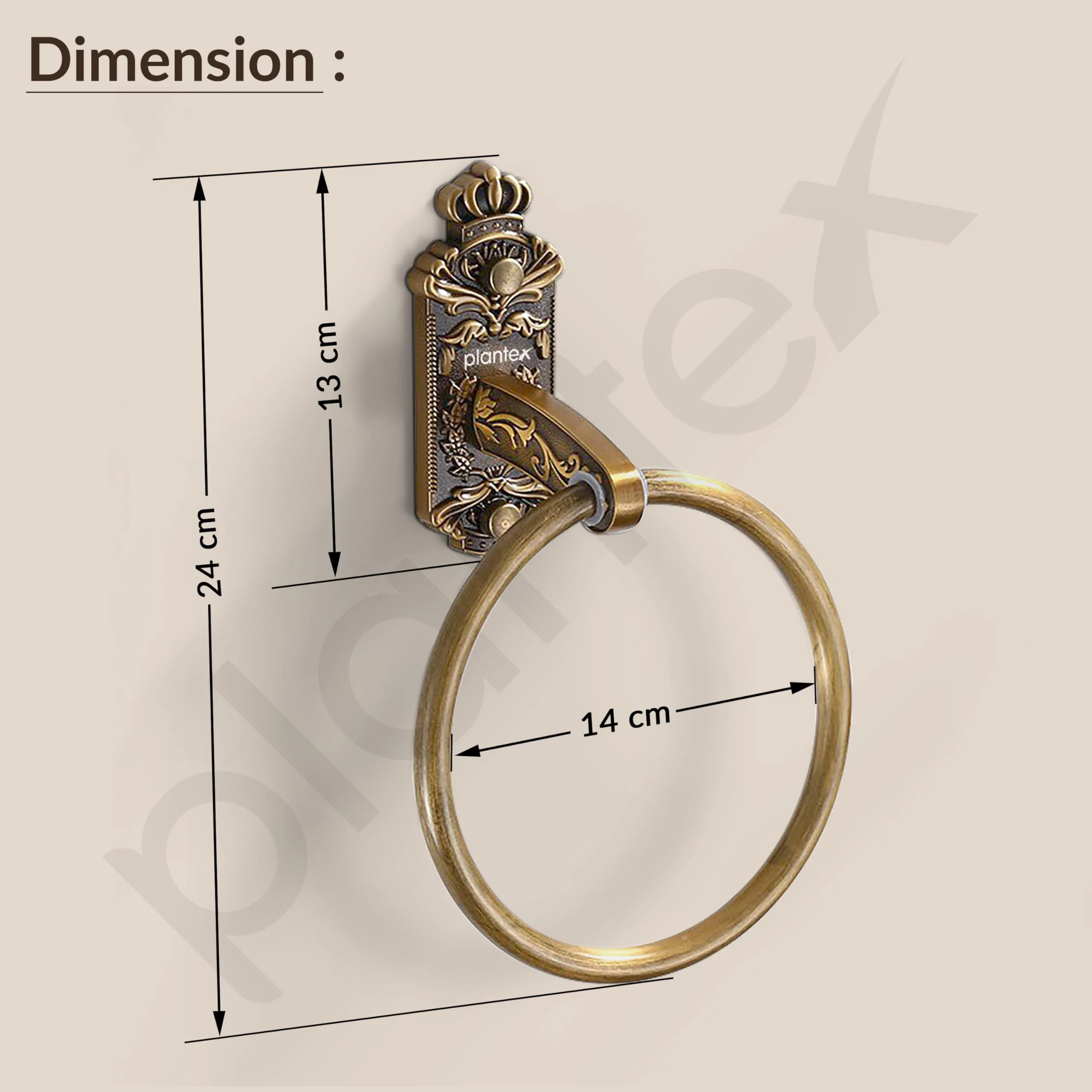 Plantex Aluminium Antique Towel Ring/Napkin Holder/Towel Hanger/Bathroom Accessories (Brass-Antique Finish) - Image 2