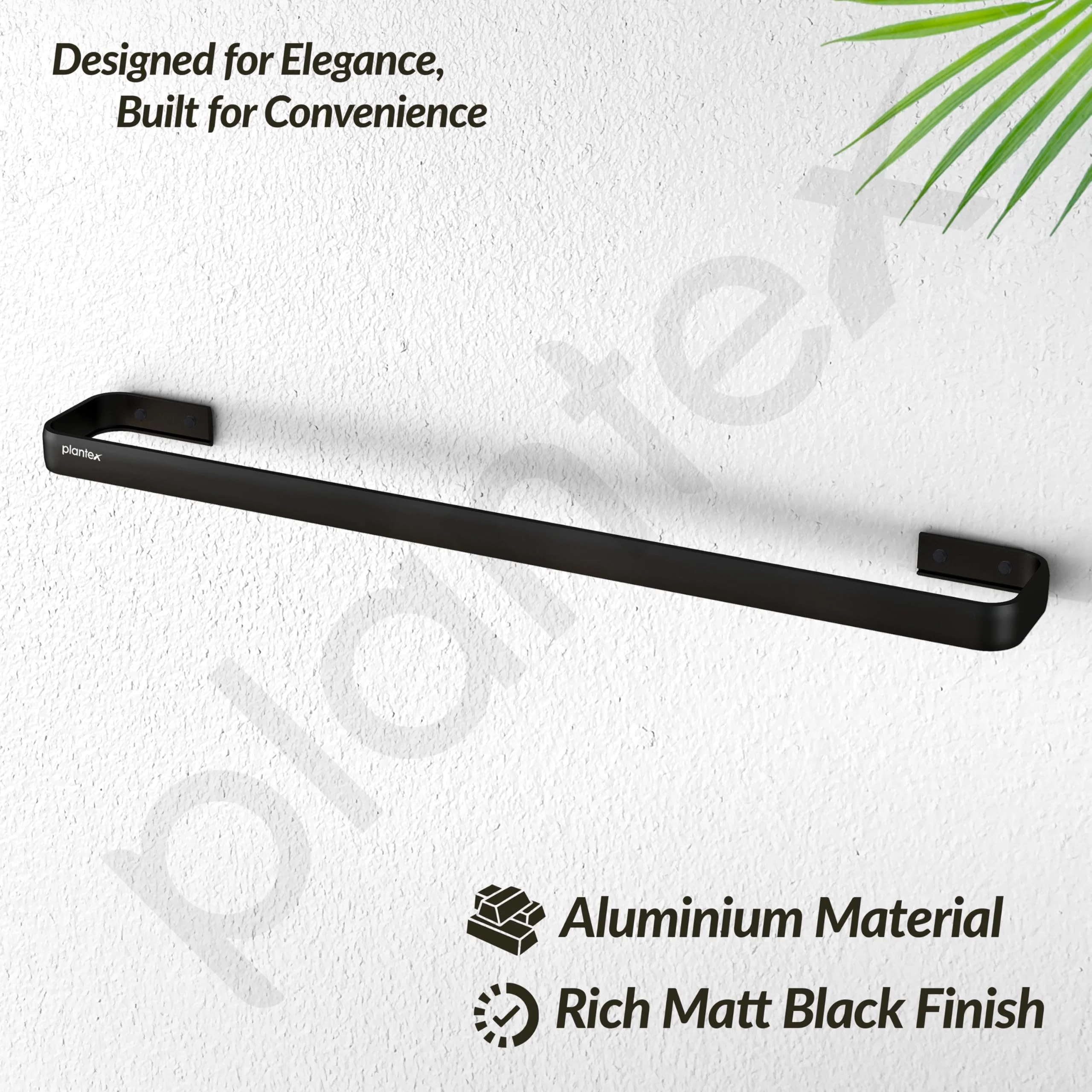 Plantex Aluminium Towel Holder for Bathroom/24 inch Single Towel Rod/Towel Bar/Towel Hanger/Bathroom Accessories -Pack of 1 (1512, Black) - Image 4