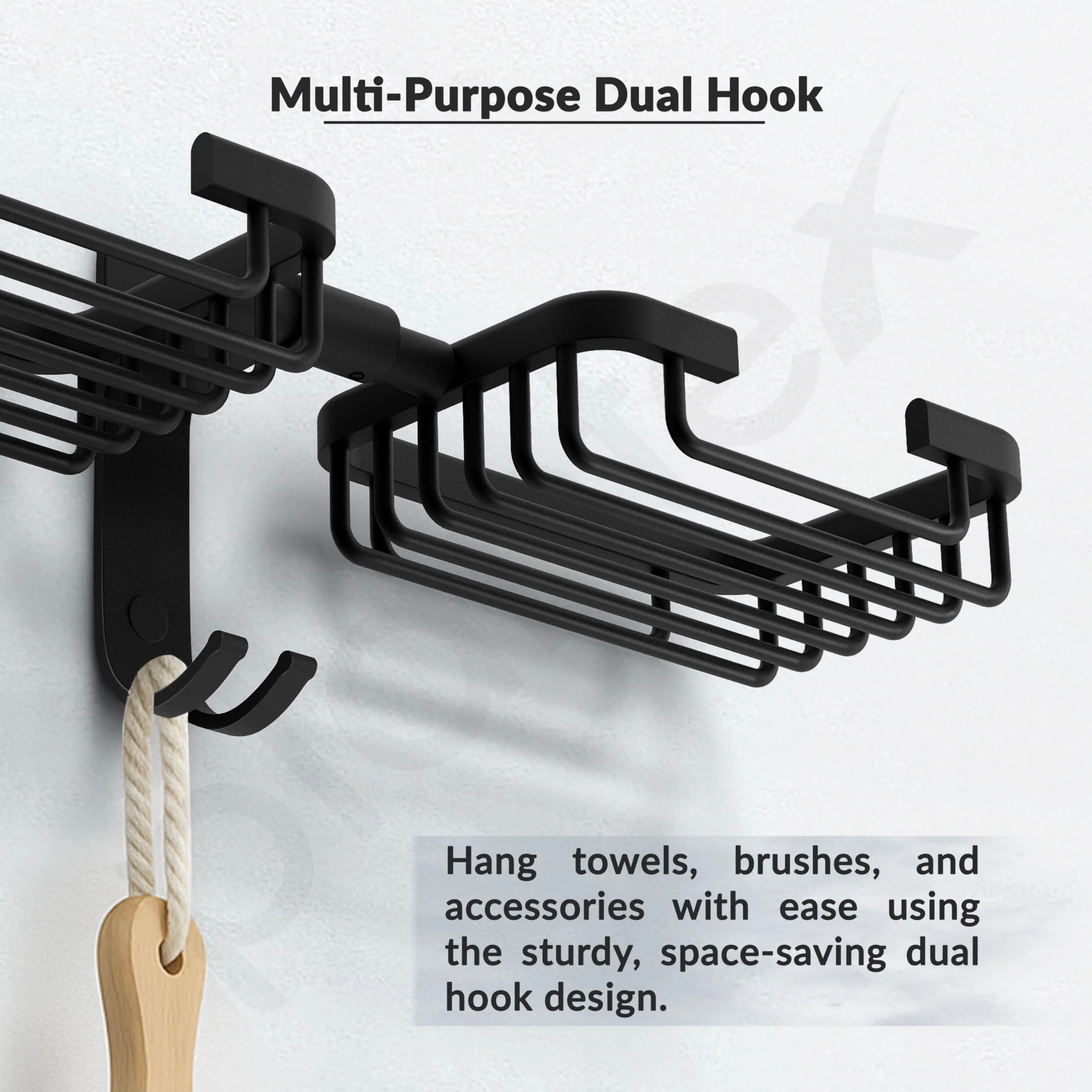 Plantex Aluminum Bathroom Dual Soap Holder with Hook/Soap Stand/Soap Dish/Bathroom Accessories - Black - Image 3
