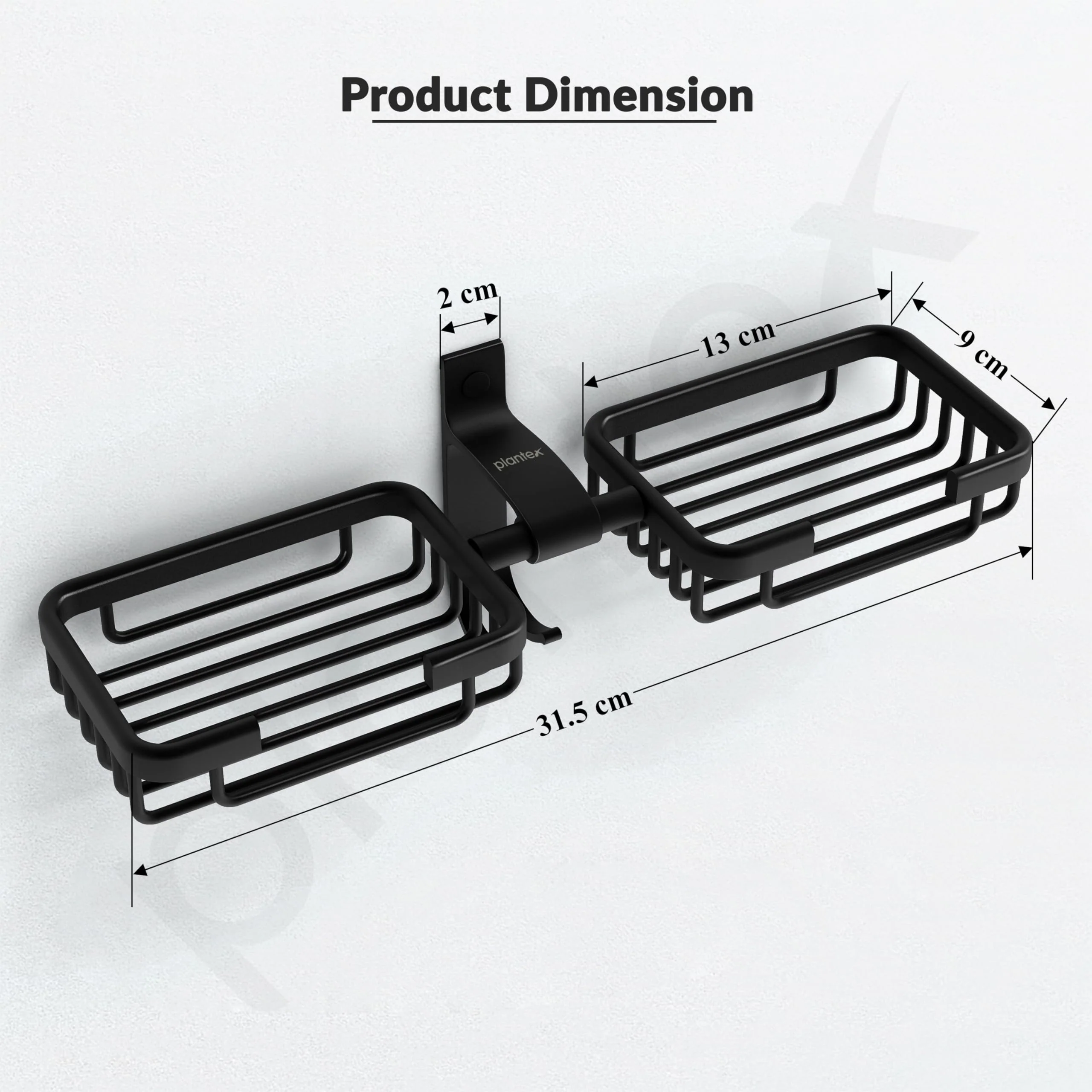 Plantex Aluminum Bathroom Dual Soap Holder with Hook/Soap Stand/Soap Dish/Bathroom Accessories - Black - Image 4