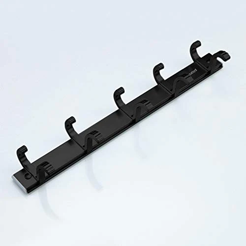 Plantex Aluminum Hook Rail with Movable Hooks for Walls of Kitchen/Bathroom/Hook Rail Bar for Clothes/Towel/Keys (5 Hooks) Black - Image 5